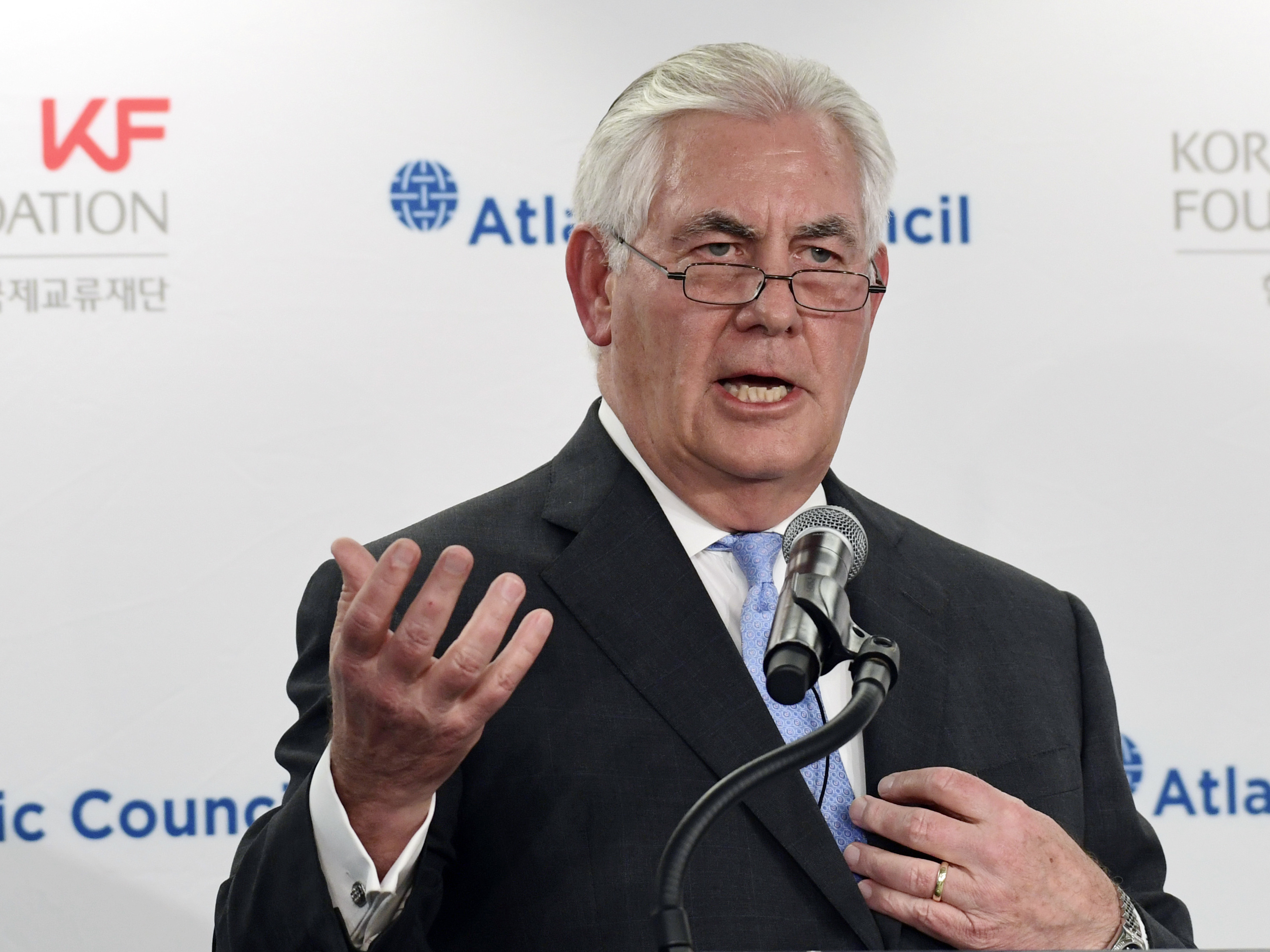 Secretary of State Rex Tillerson told a think-tank audience on Tuesday the U.S. shouldn't require North Korea to promise to give up its nuclear weapons as a condition of holding talks between the two countries.