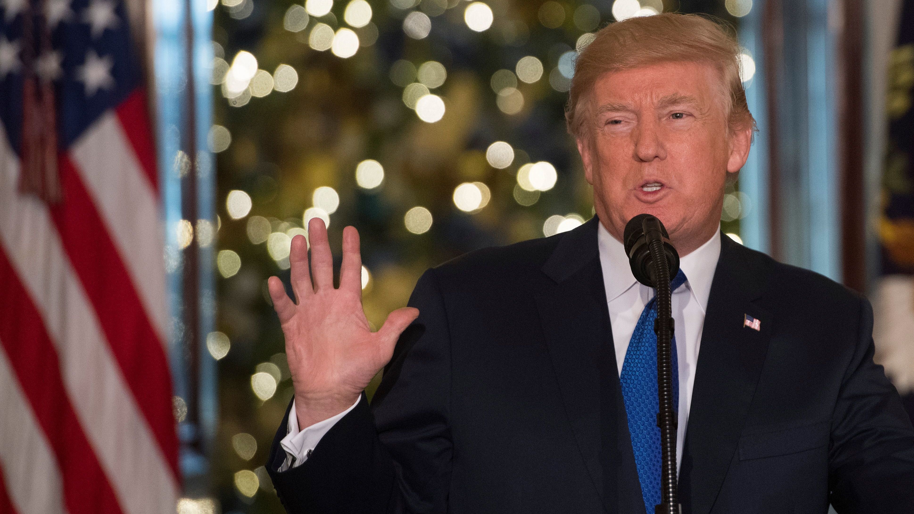 President Trump speaks about the proposed tax overhaul on Wednesday. (AFP/Getty Images)