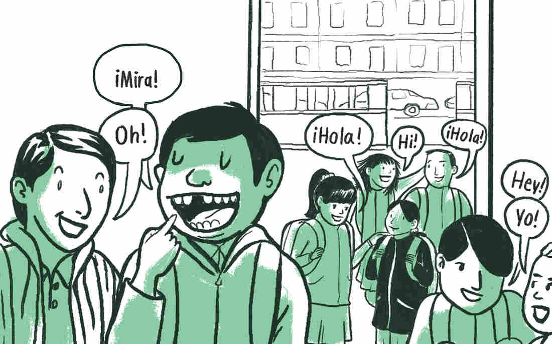 Kids chatting in two languages