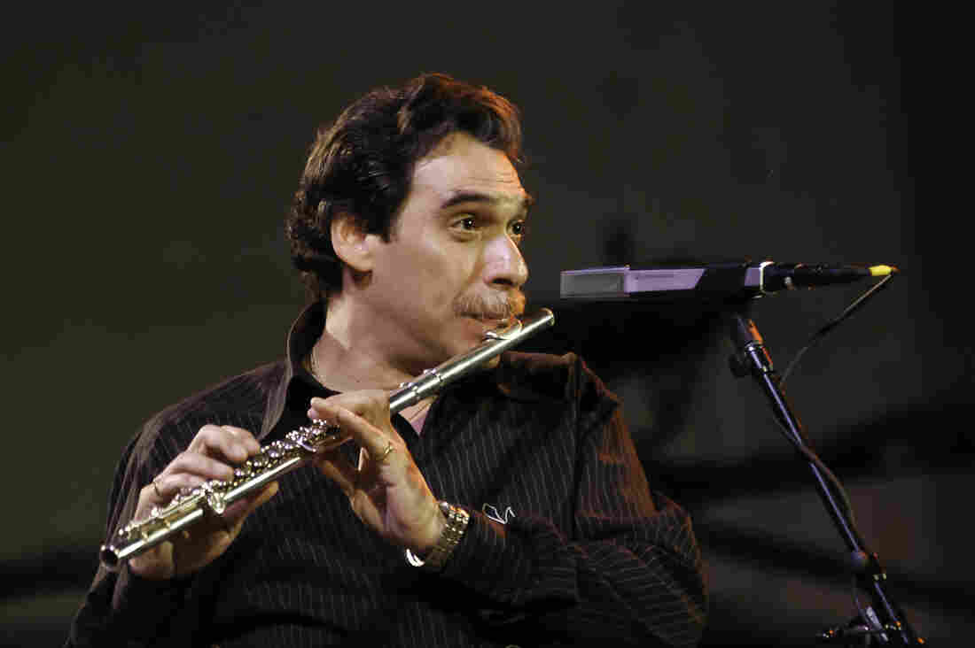 Jazz musician and flutist Dave Valentin performs with the McCoy Tyner Trio in New York City in 2003.