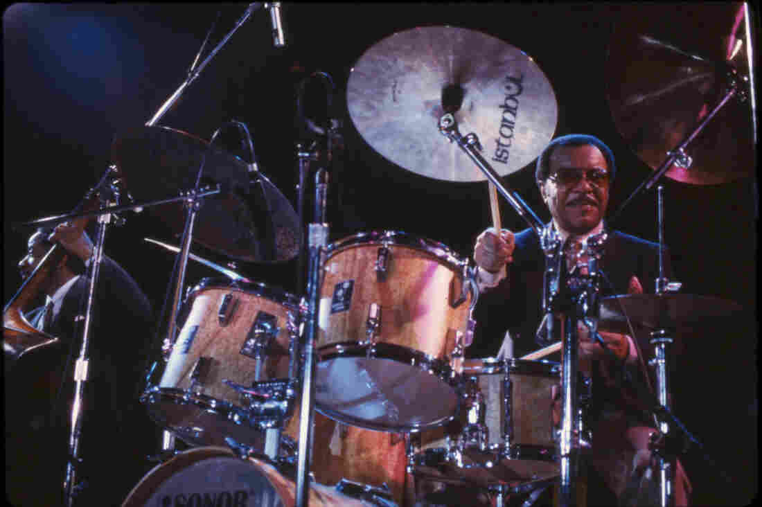 Jazz drummer Grady Tate performs during the One Night With Blue Note concert in New York City in 1985.