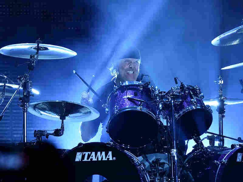 Lars Ulrich of Metallica performs in concert.