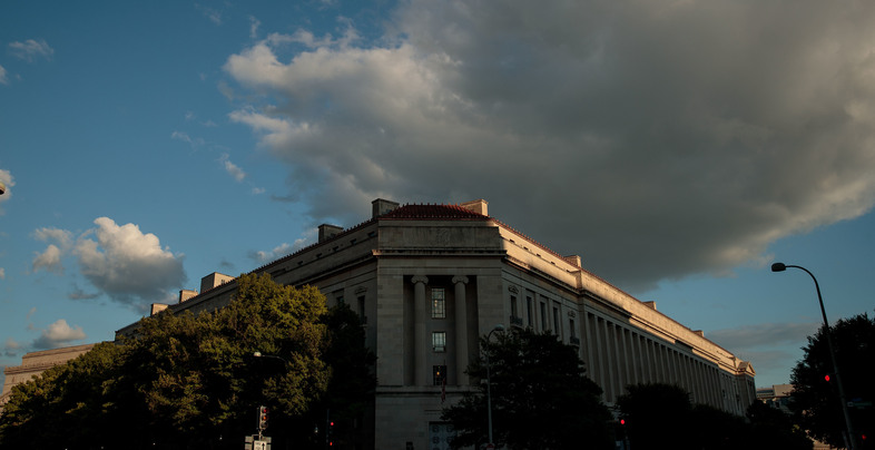 A number of key leadership roles remain unfilled at the Justice Department, which could undermine the Trump administration's national security and "law and order" priorities. (Drew Angerer/Getty Images)