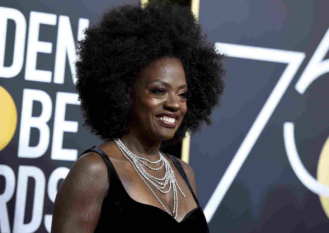 Viola Davis arrives at the 75th annual Golden Globe Awards.