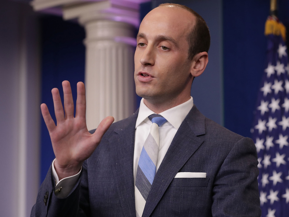 Senior adviser to the president for policy Stephen Miller talks to reporters from the White House Briefing Room. (Chip Somodevilla/Getty Images)
