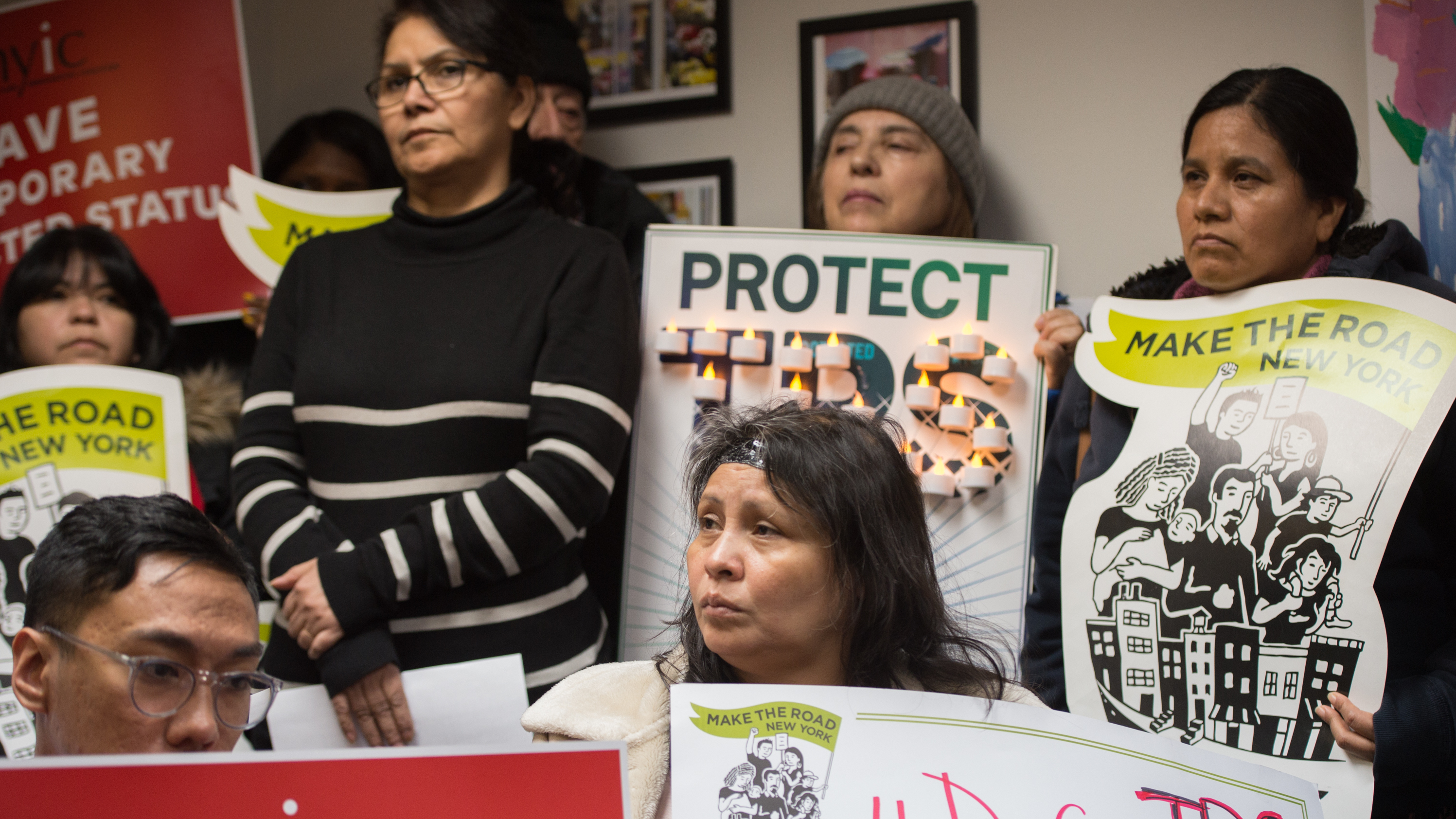 The Homeland Security Department says TPS status for El Salvador will end in September of 2019. Immigrants, activists and elected officials denounced the plan at a news conference in New York Monday. (AFP/Getty Images)
