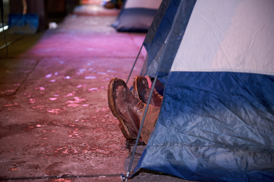 Proponents of medically supervised, indoor sites for opioid injection say such places would be much safer than tent encampments like this one — and could help people addicted to opioids transition into treatment and away from drug use. (Natalie Piserchio for WHYY)