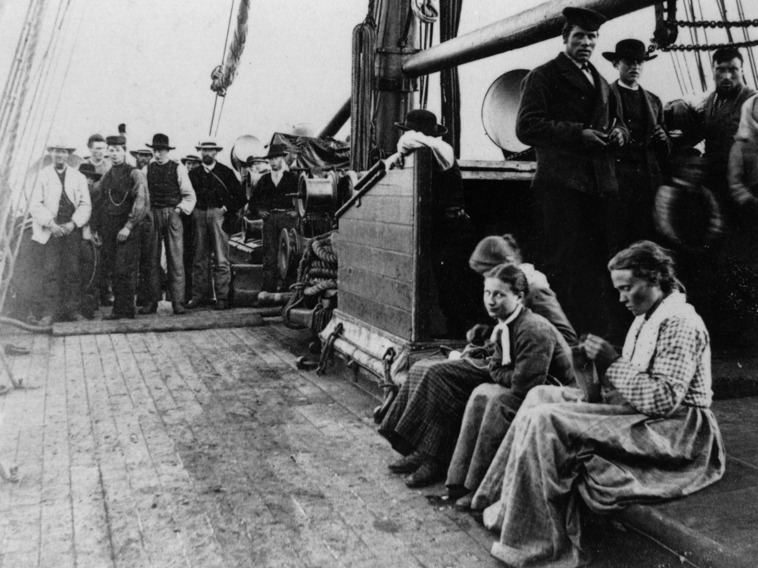 Norwegian immigrants on their way to America on the SS Hero in 1870. (Getty Images)
