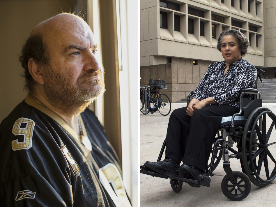 James Meadours (left), Debbie Robinson and Thomas Mangrum share their stories about sexual assault. (Lizzie Chen for NPR; Claire Harbage and Meg Anderson/NPR)