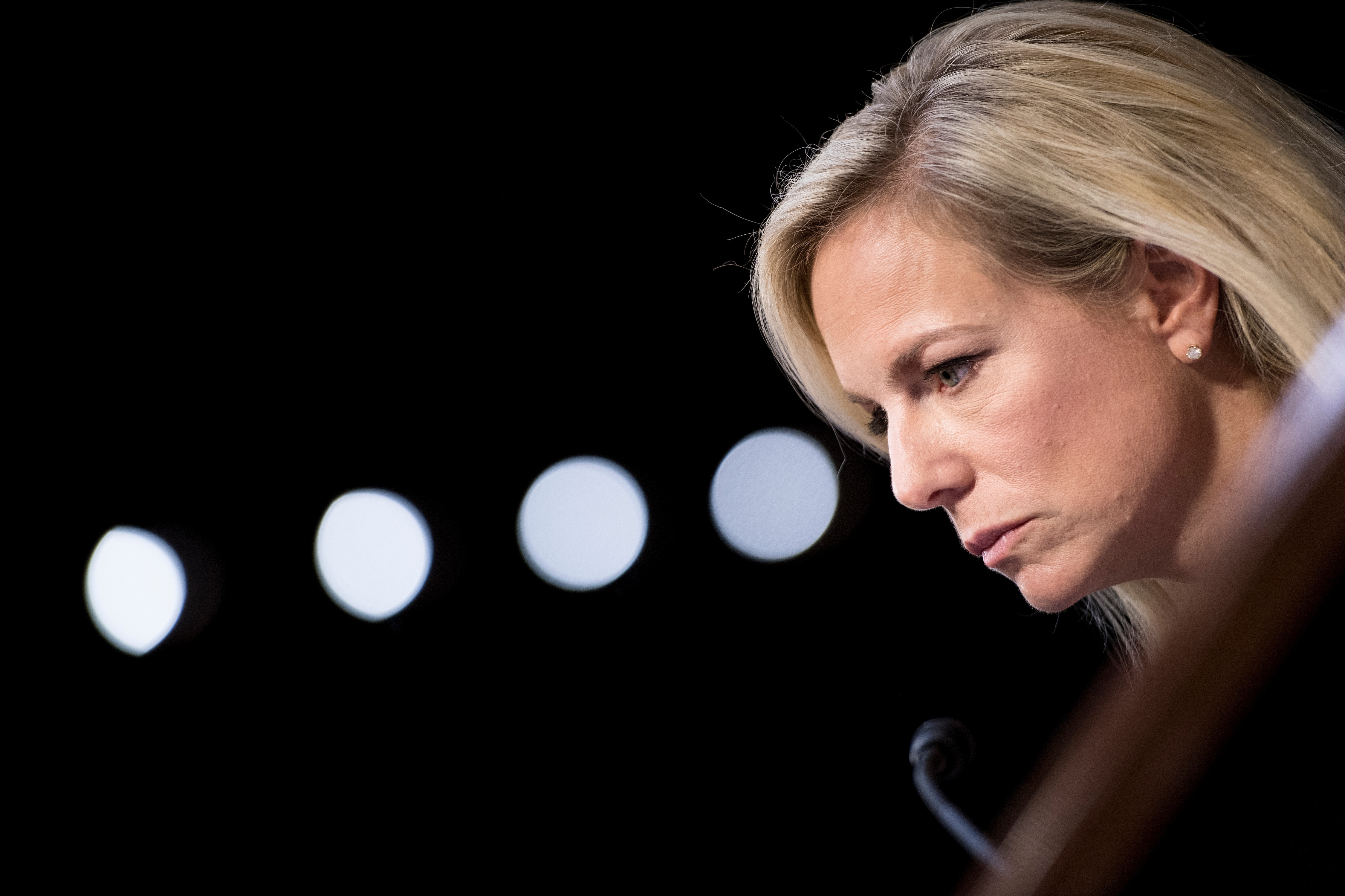 Homeland Security Secretary Kirstjen Nielsen looks on during a hearing before the Senate Judiciary Committee on Capitol Hill Tuesday. (AFP/Getty Images)
