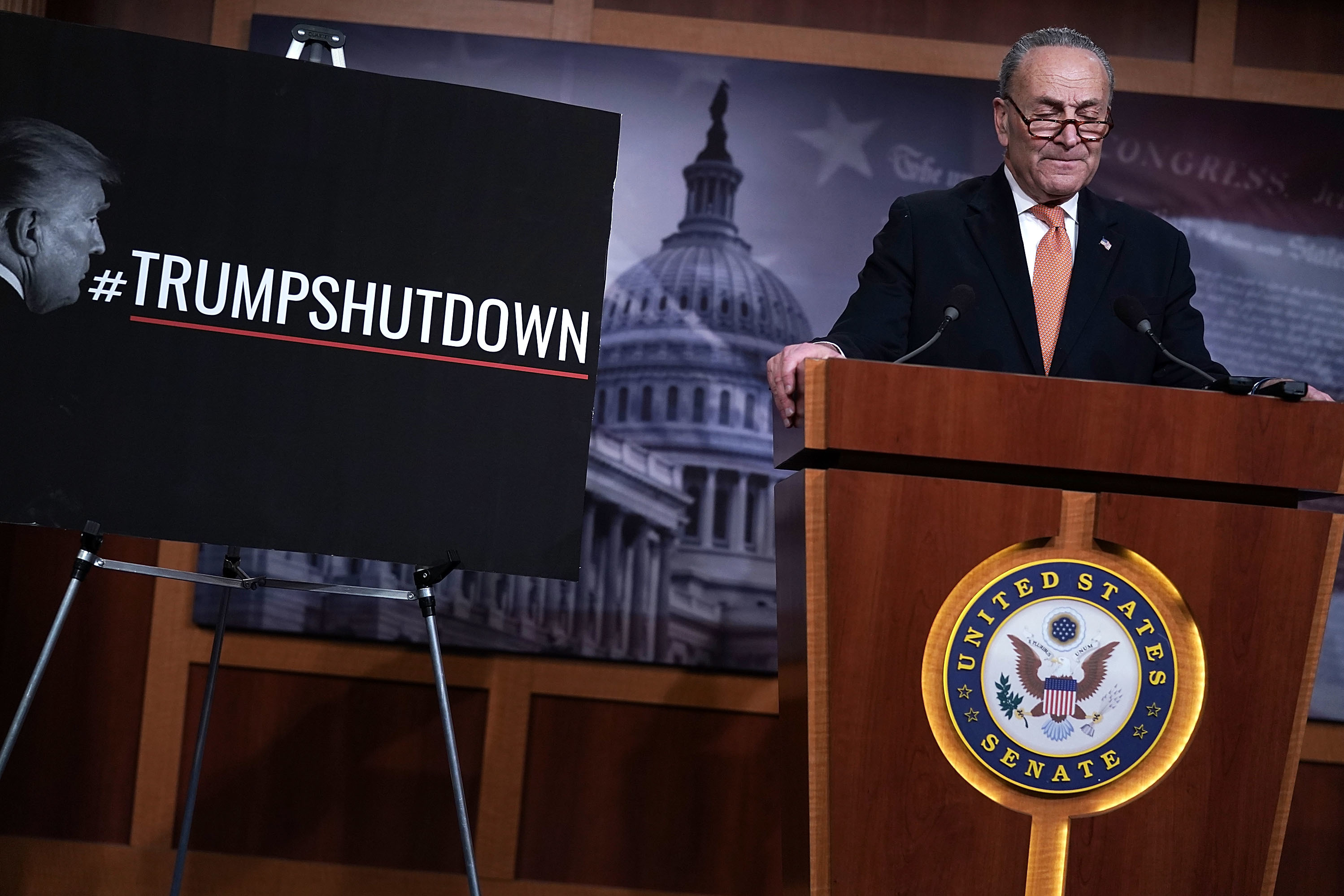 Senate Minority Leader Chuck Schumer, D-N.Y., speaks during a news conference Saturday on Capitol Hill in Washington, D.C. (Getty Images)