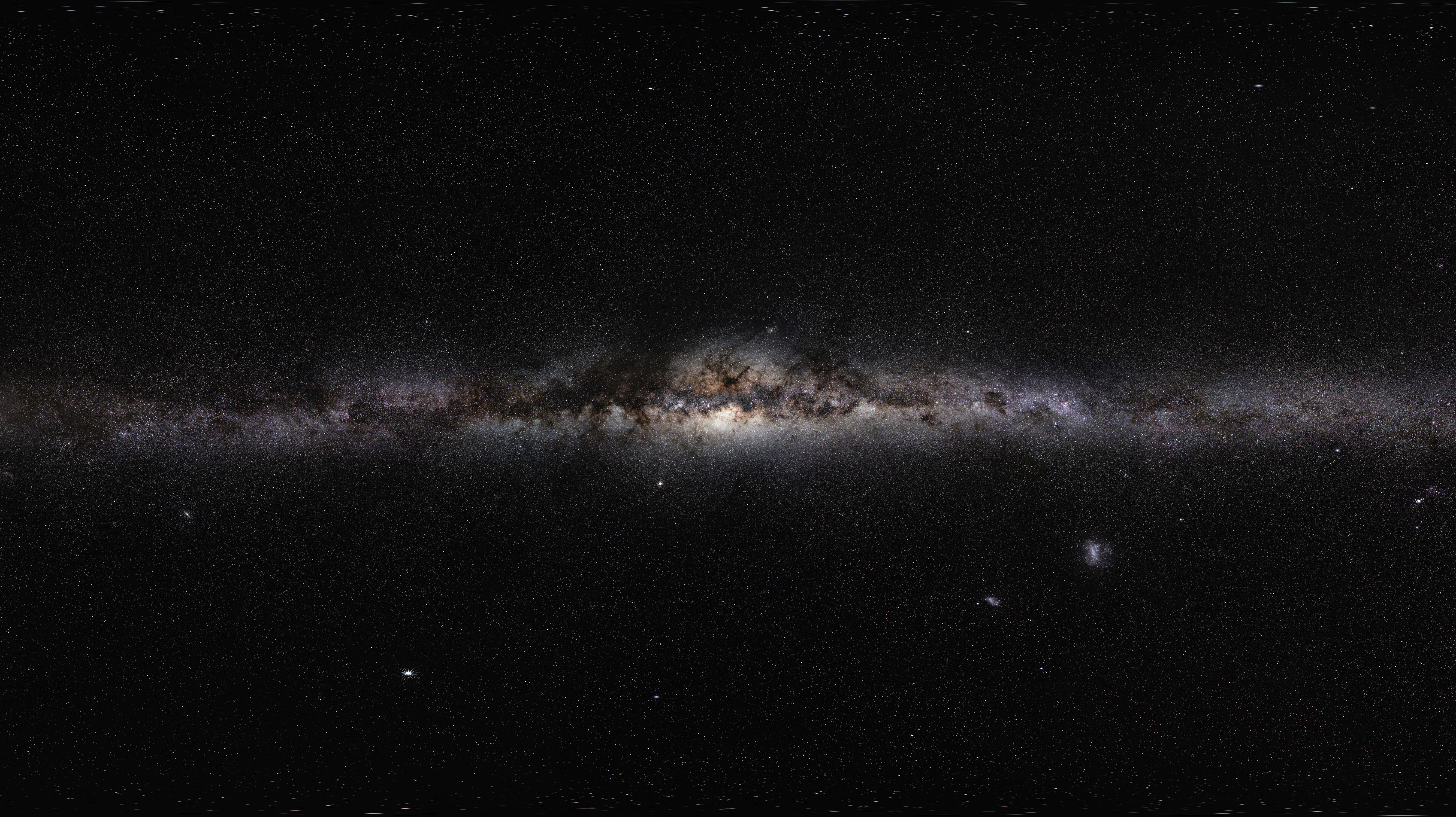 The plane of the Milky Way Galaxy, which we see edge-on from our perspective on Earth. The projection used in ESO