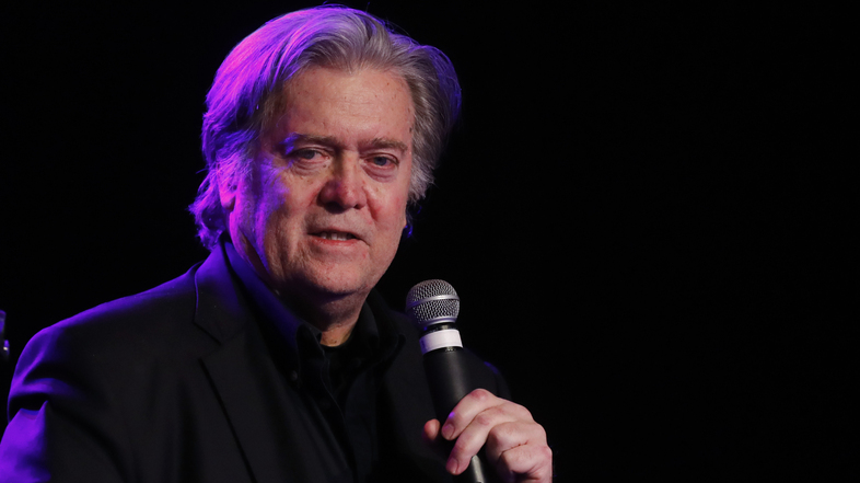 Steve Bannon, the former chief strategist to President Trump, speaks in Warren, Mich., in November. Two months later, he was shunned by the president and out of a job at Breitbart News. (Paul Sancya/AP)