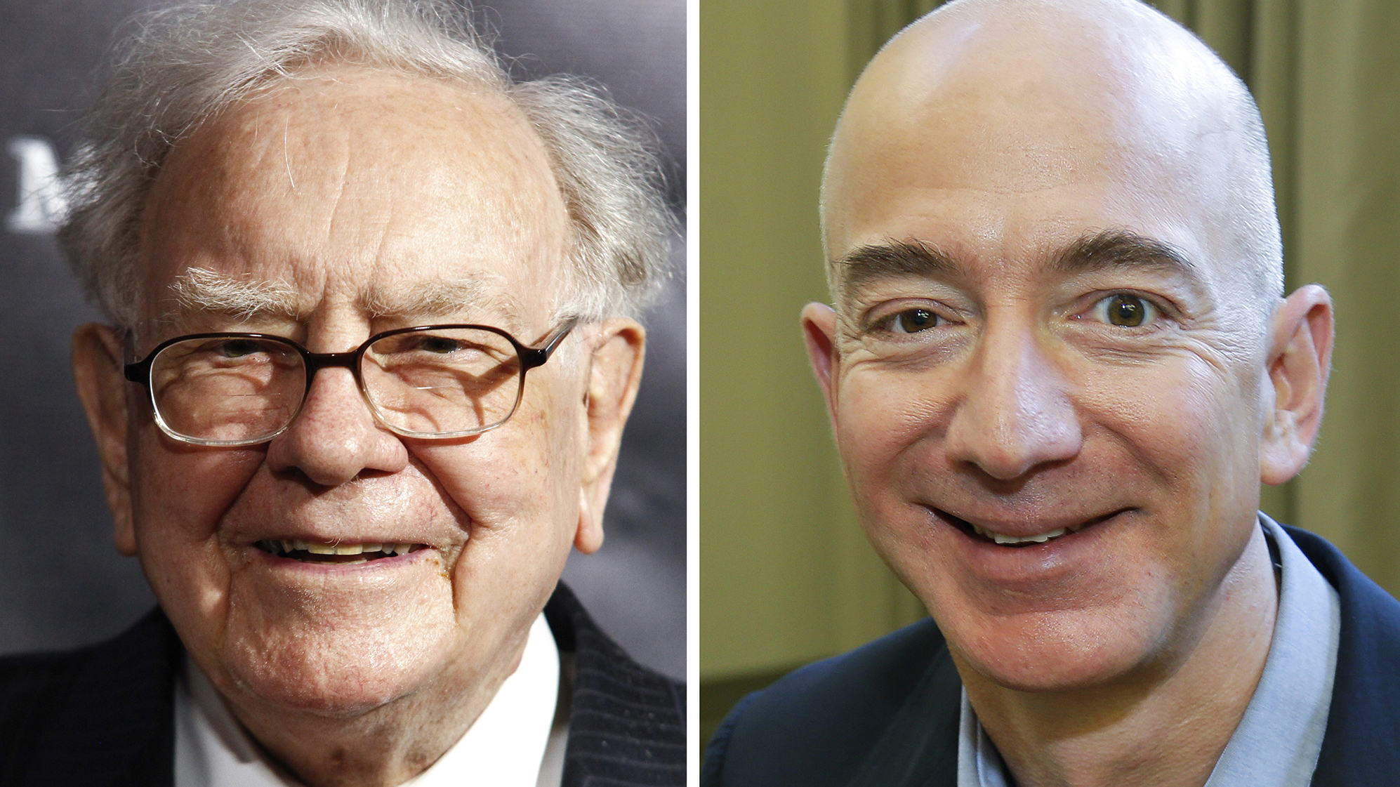 Berkshire Hathaway Chairman and CEO Warren Buffett (left) in 2017; Jeff Bezos, CEO of Amazon, in 2013; and JP Morgan Chase Chairman and CEO Jamie Dimon in 2013. Berkshire Hathaway, Amazon and JPMorgan Chase are teaming up to create a health care company announced Tuesday that is "free from profit-making incentives and constraints."