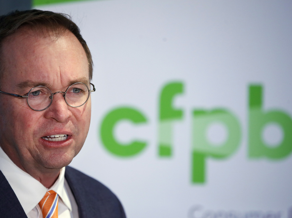 Mick Mulvaney, acting director of the Consumer Financial Protection Bureau in November 2017. (Jacquelyn Martin/AP)