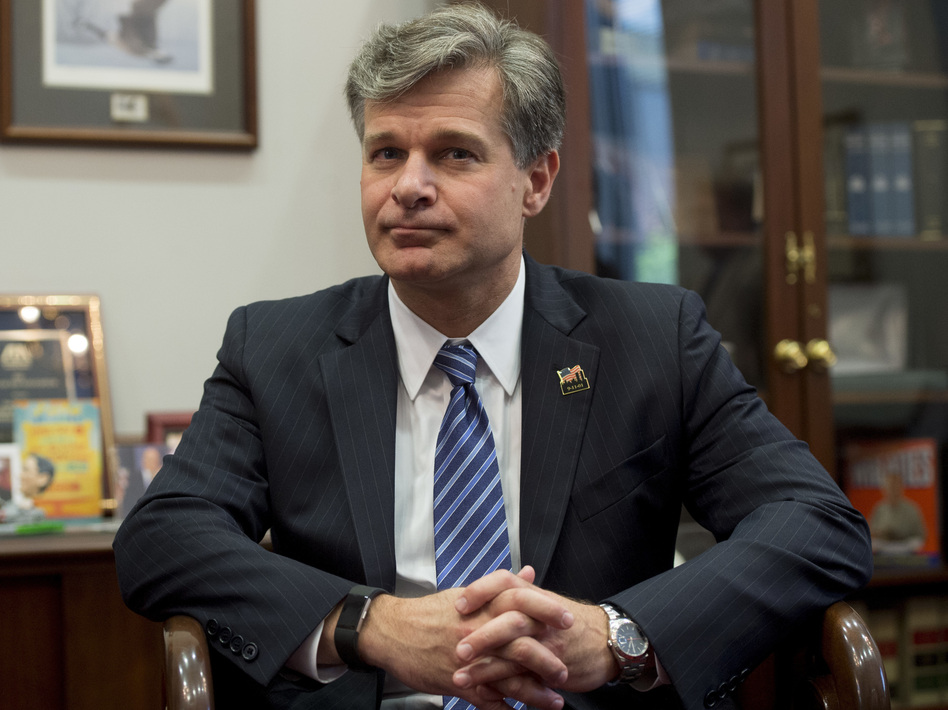 FBI Director Christopher Wray. The bureau warns it has "grave concerns" about the "accuracy" of the Republican surveillance memo at the center of a partisan whirlwind in Washington. (Saul Loeb/AFP/Getty Images)