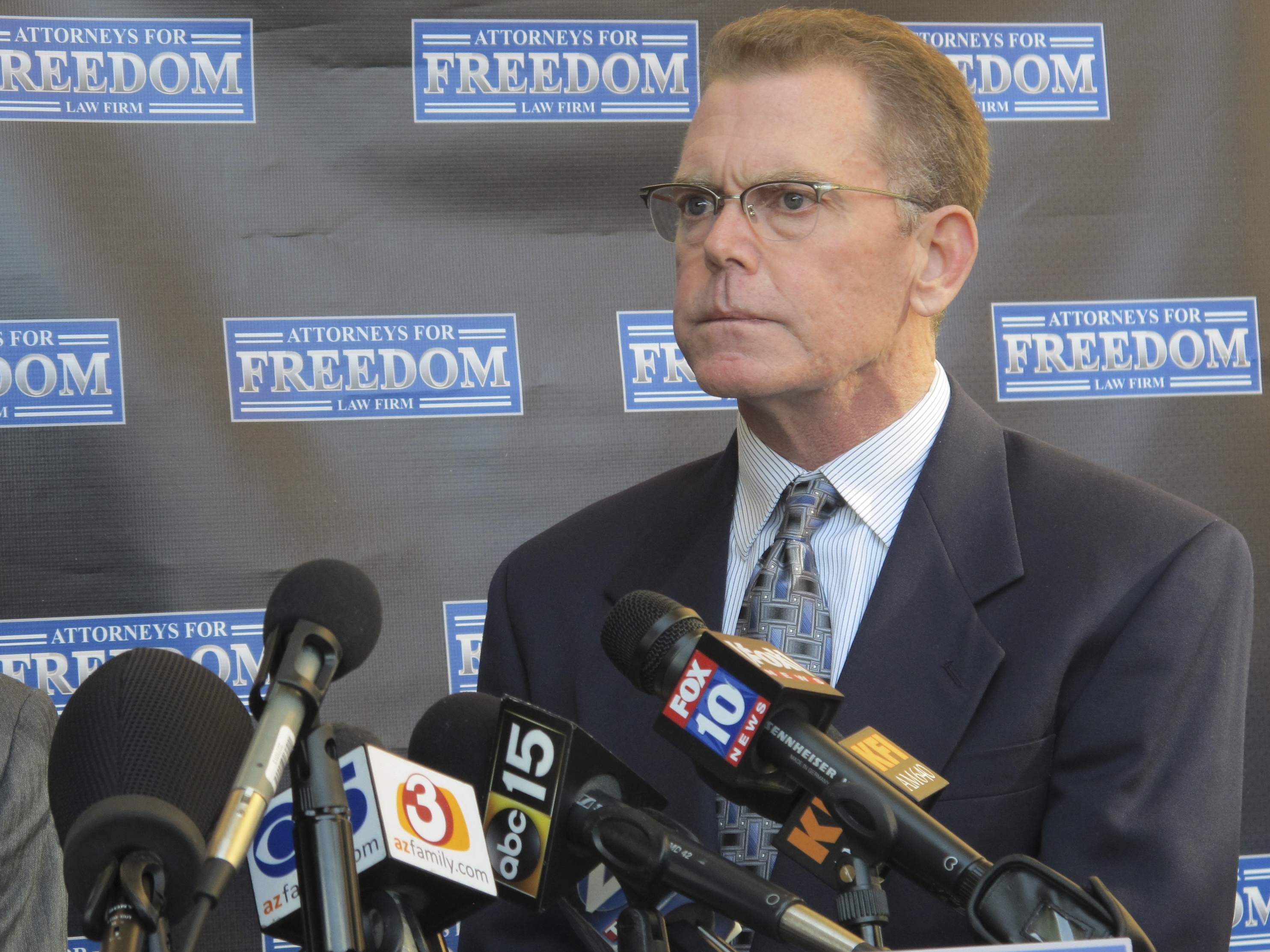 Douglas Haig held a news conference after being charged with selling unlicensed bullets to Stephen Paddock, the gunman behind the Las Vegas massacre.