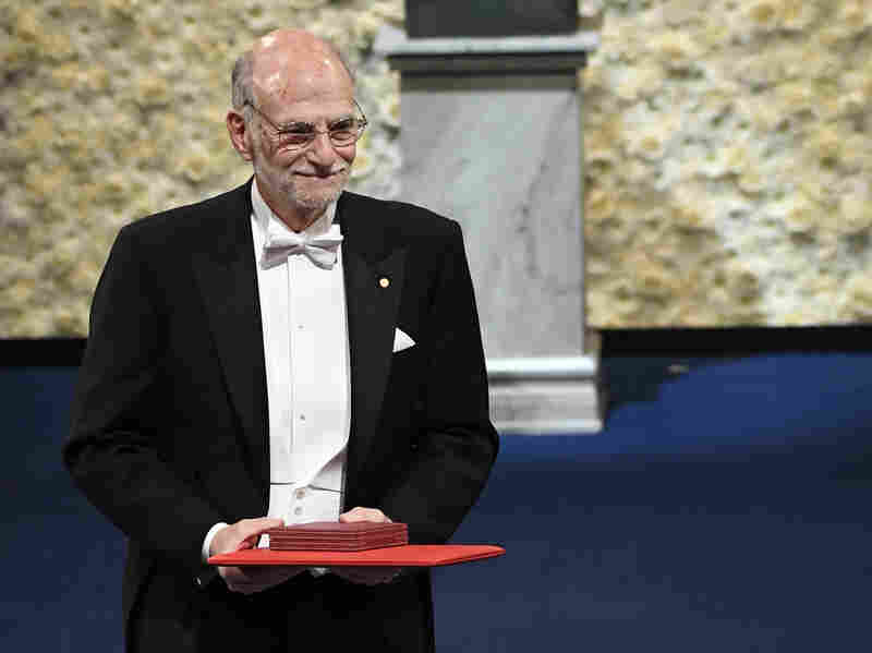 Nobel laureate Michael Rosbash receives his award in 2017.