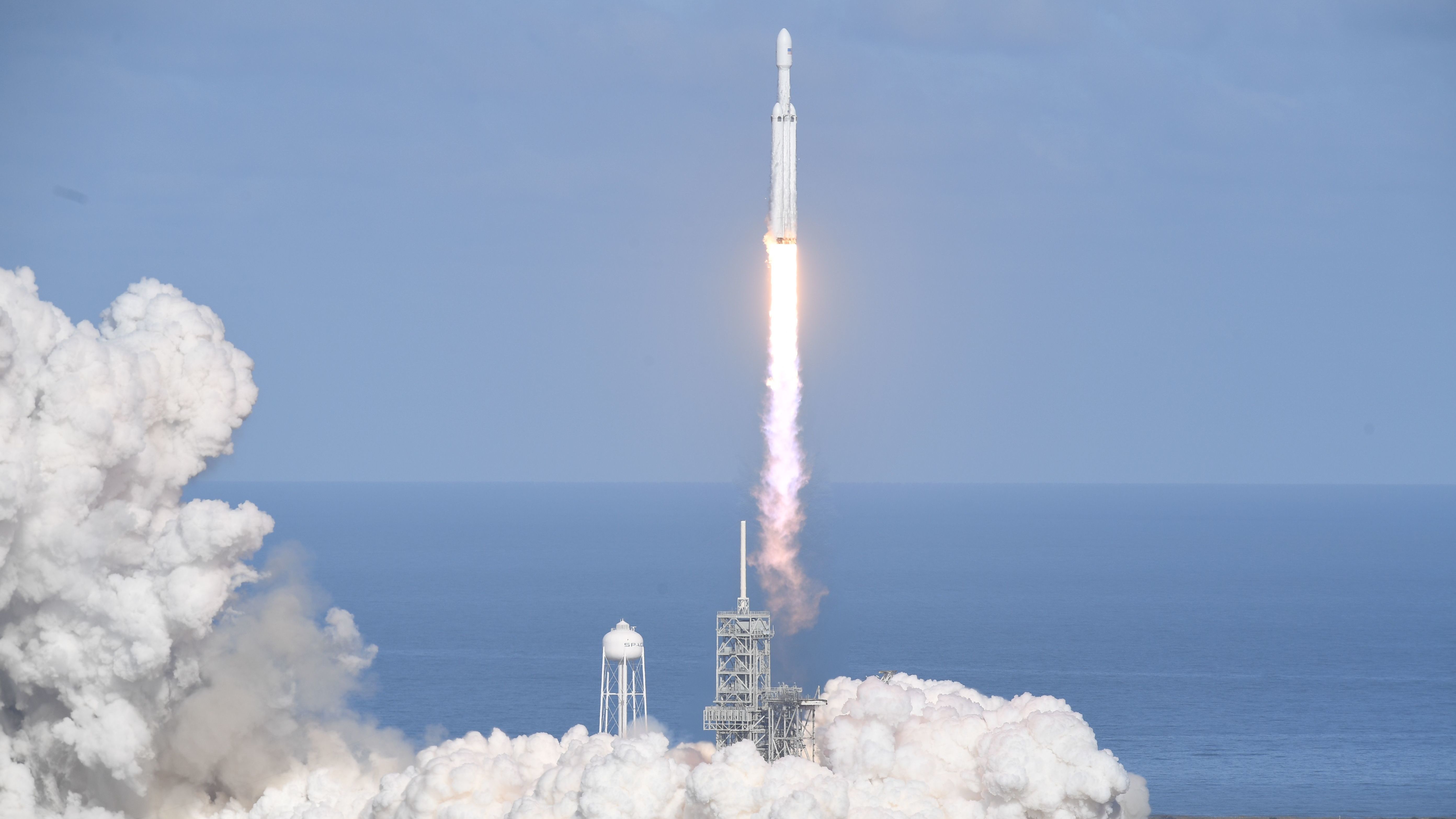 The SpaceX Falcon Heavy takes off from Pad 39A at the Kennedy Space Center in Florida on Tuesday.