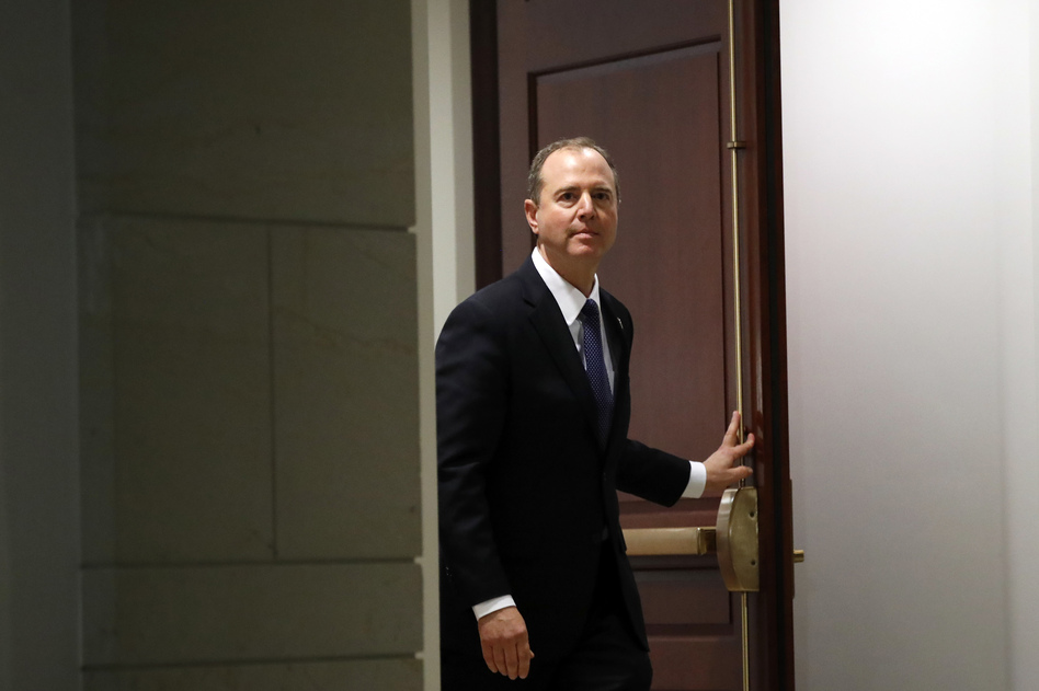 Rep. Adam Schiff, D-Calif., ranking member of the House intelligence committee, arrives to speak with the media after a closed-door meeting of the committee on Capitol Hill this week. (Alex Brandon/AP)