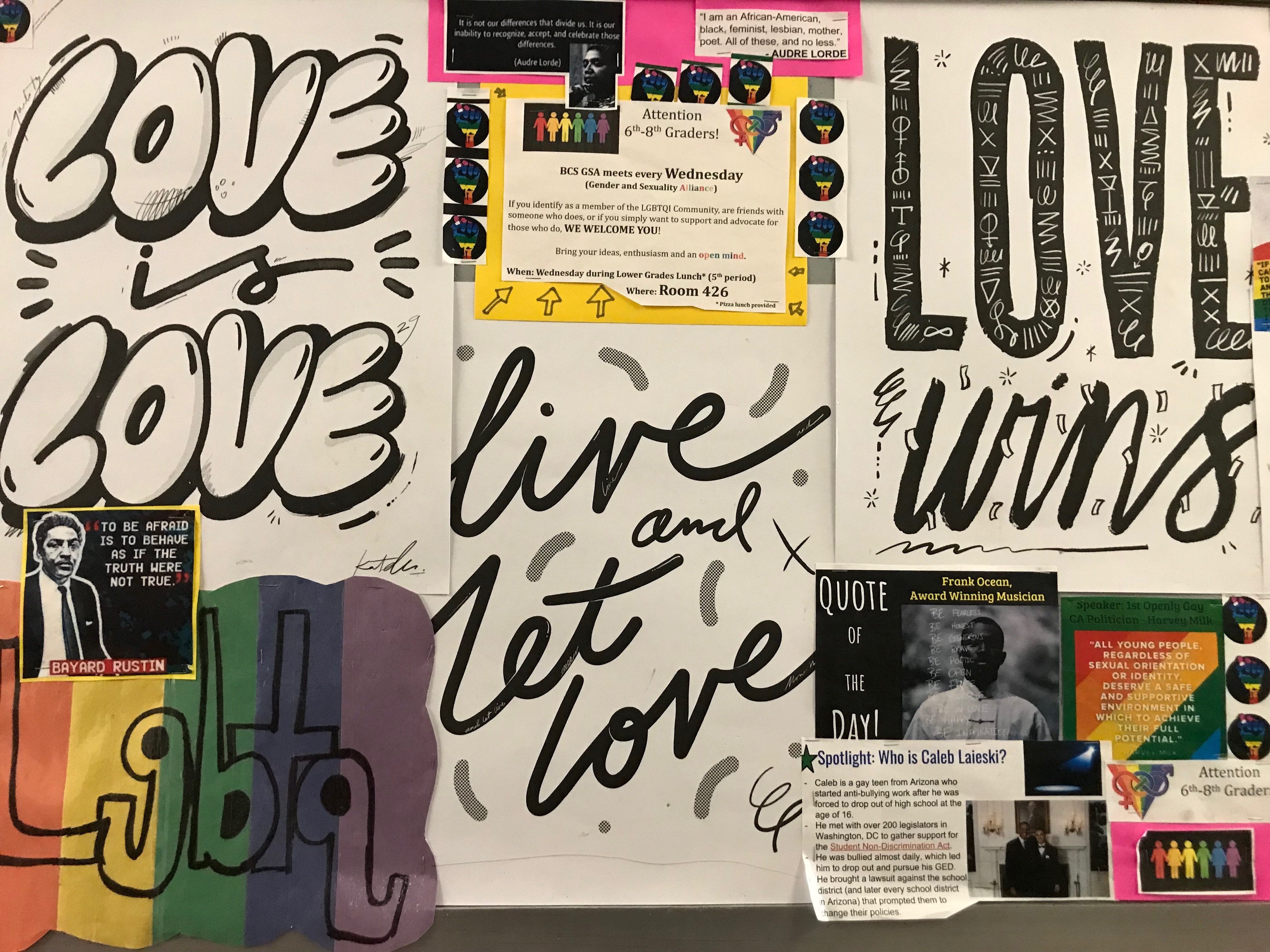 A bulletin board at Brooklyn Collaborative School in New York City. (Courtesy of Devon Shanley)