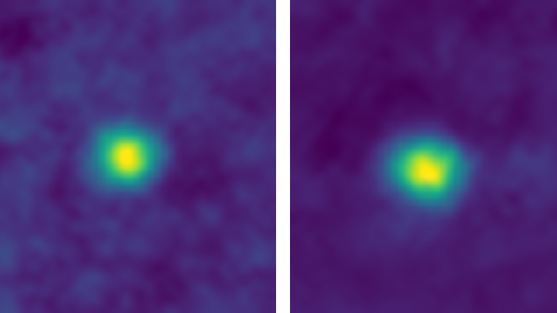 These false-color images of Kuiper Belt objects now occupy a place in history: Never before have images been captured as far from Earth as these.