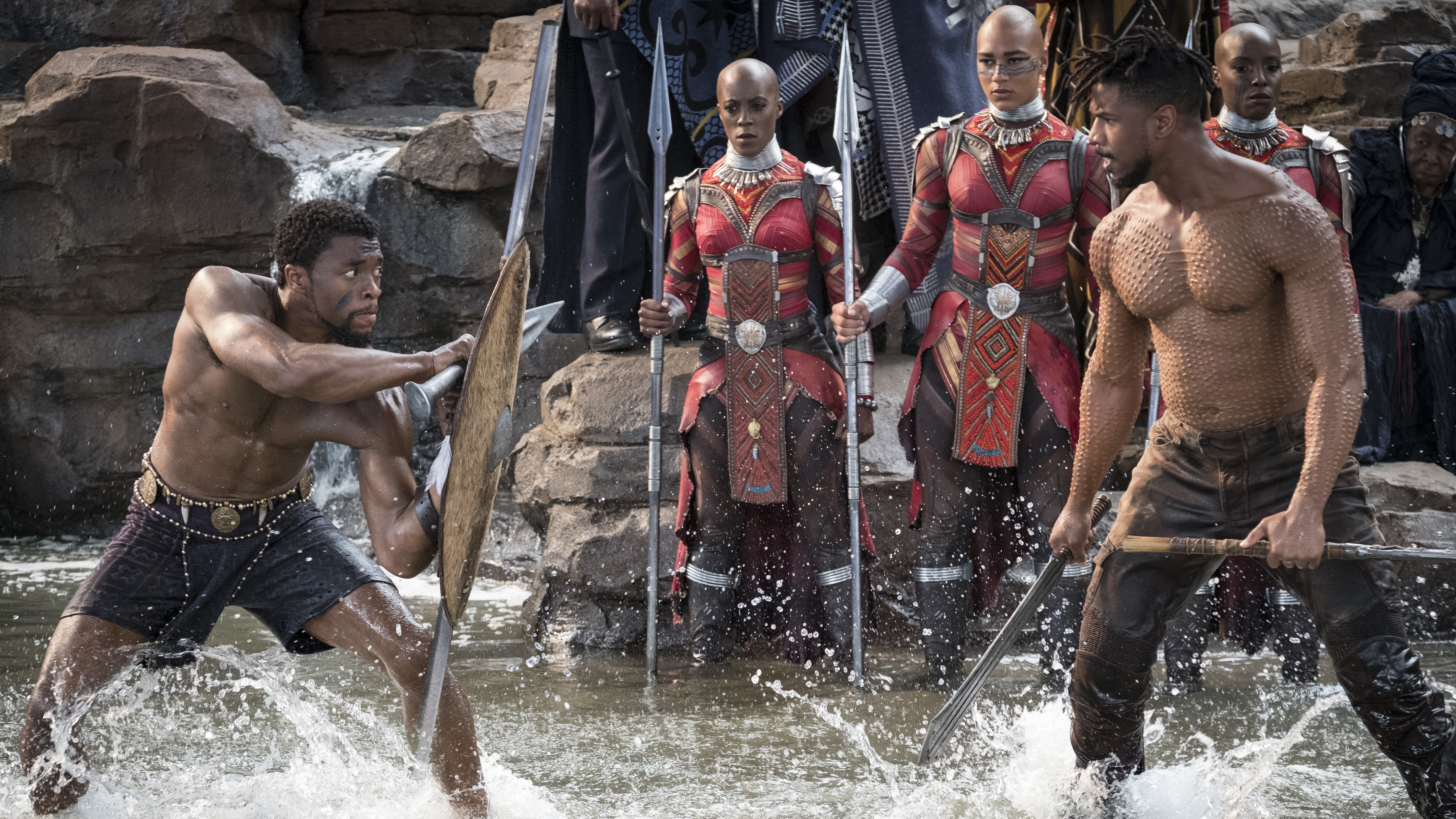 T'Challa/Black Panther (Chadwick Boseman) and Erik Killmonger (Michael B. Jordan) settle their differences, Wakanda style. (Marvel Studios)