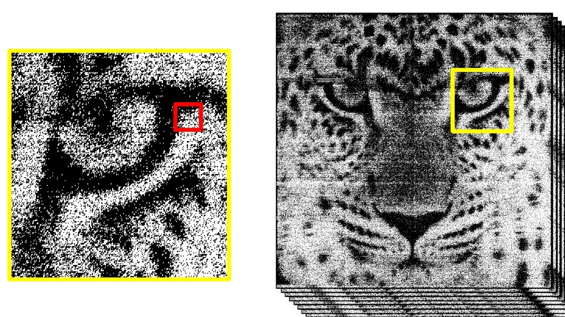 This is a sample photo taken with the 1-megapixel Quanta Image Sensor. Instead of pixels, QIS chips have what researchers call "jots." Each jot can detect a single particle of light.