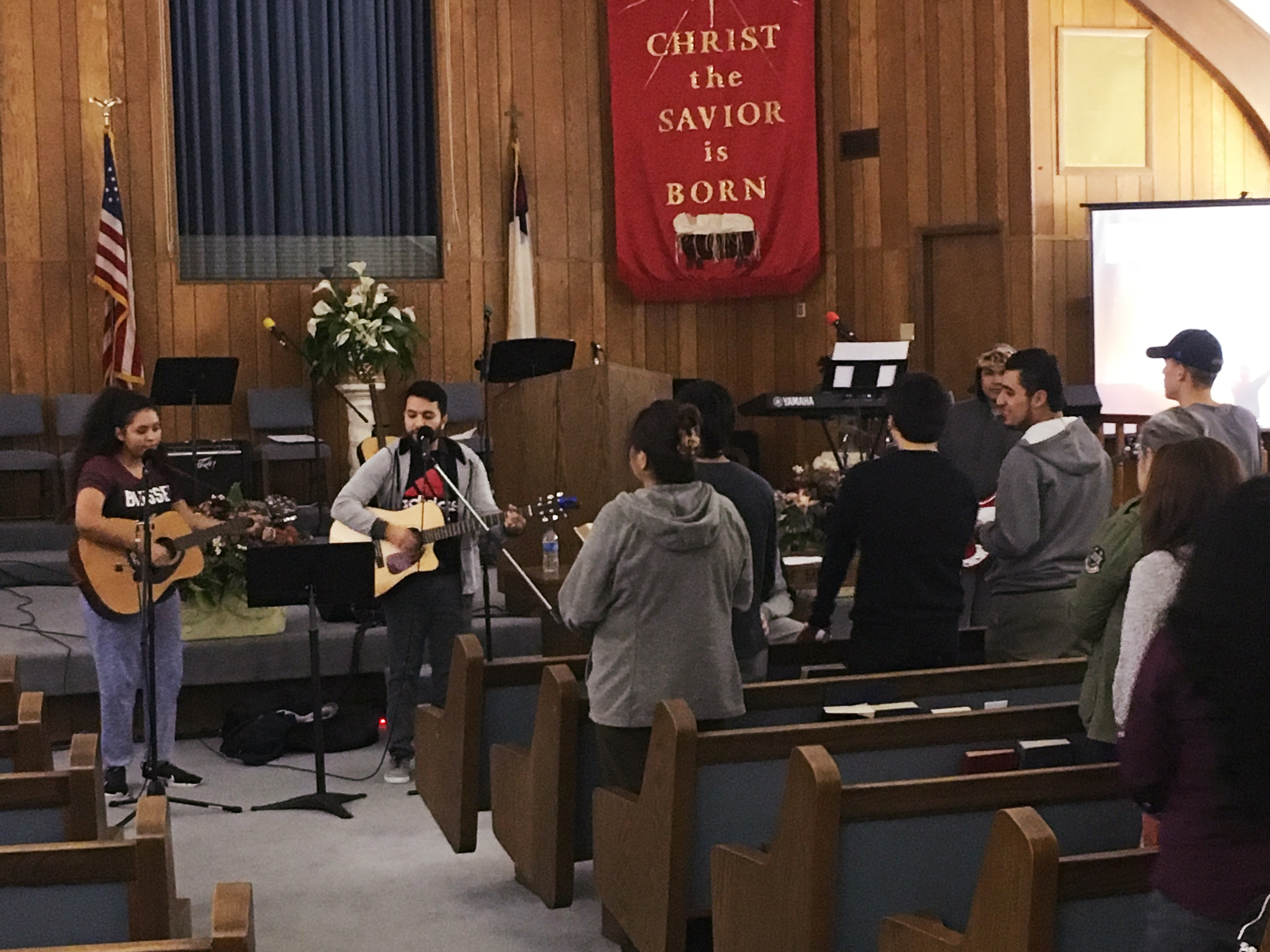 Young worshippers at Erez Baptist Church in Duncanville, Texas, gather for a midweek music service. The congregation, less than a year old, consists almost entirely of Hispanic immigrants and their children. (NPR)