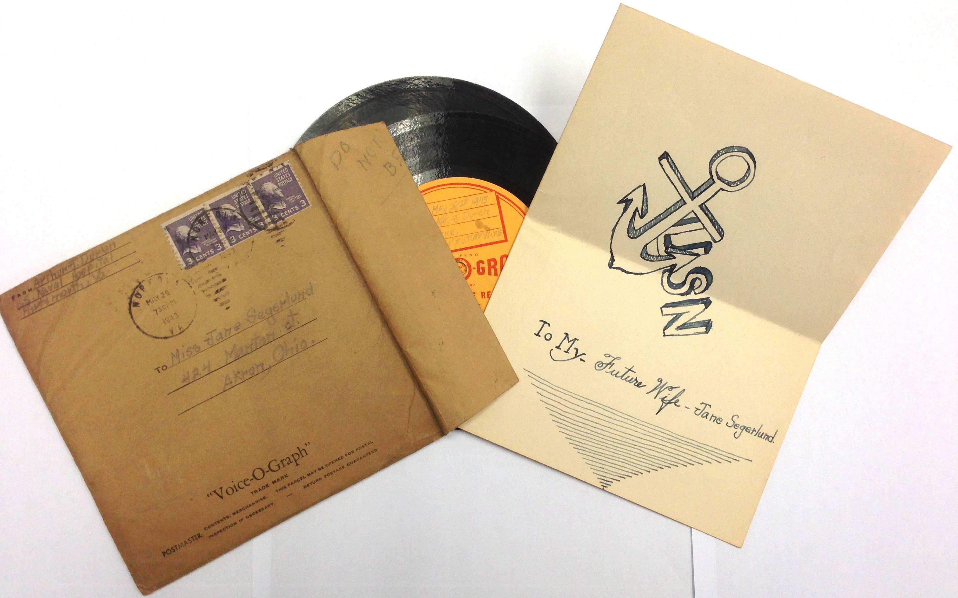 In the 1930s and '40s many people sent love letters to each other by sending their voices on records. (Phono-Post Archive at Princeton University.)