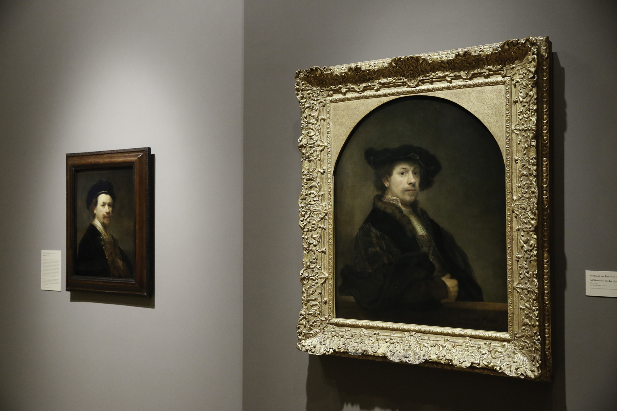 Two self-portraits by Rembrandt, painted two years apart, are on display at the Norton Simon Museum in Pasadena, Calif. (Capture Imaging/Courtesy of Norton Simon Museum)