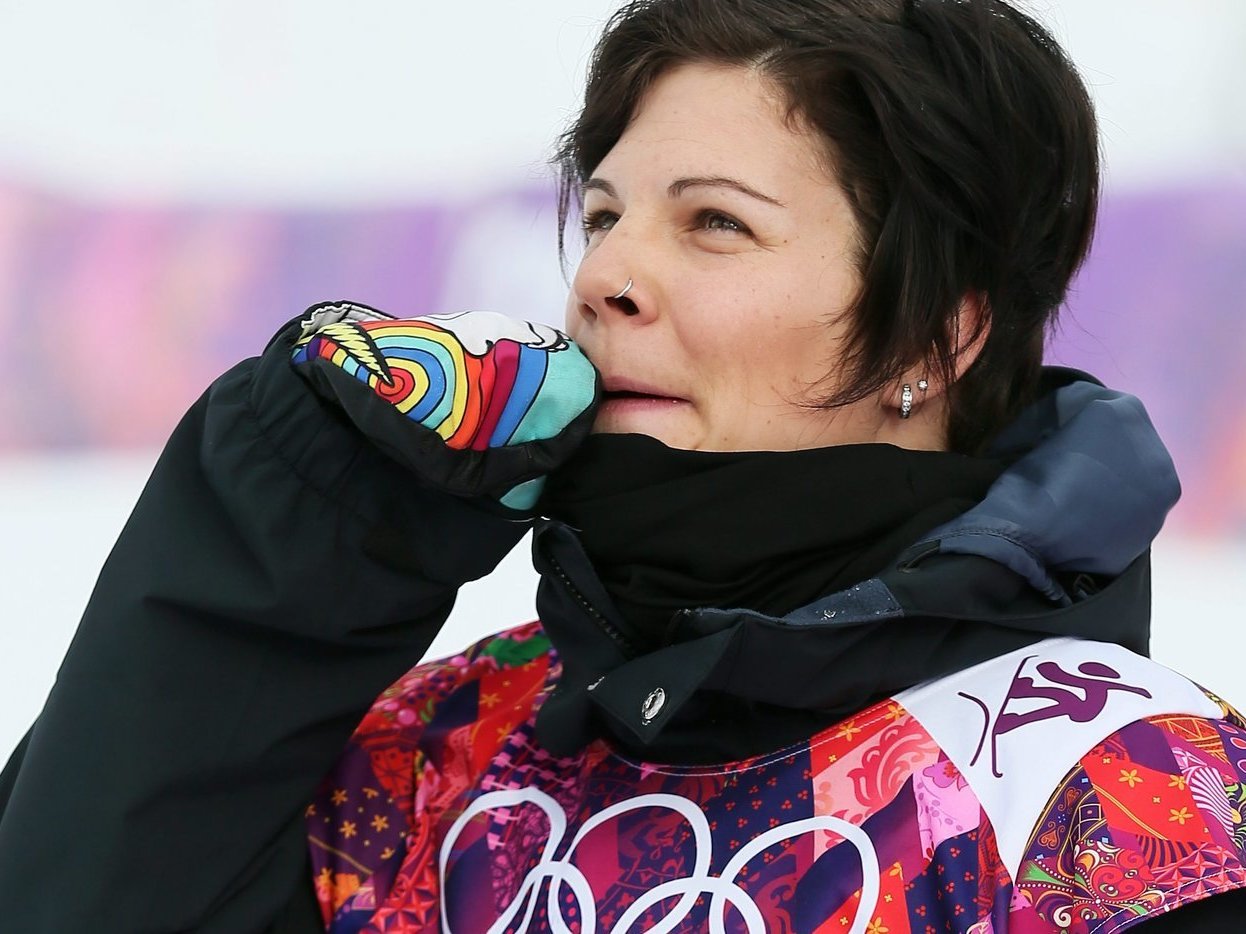 SOCHI - Cheryl Maas of the Netherlands, after her second run in the women's snowboard slopestyle semifinal in the Sochi Winter Games. (Sergey Ilnitsky/EPA/Landov)