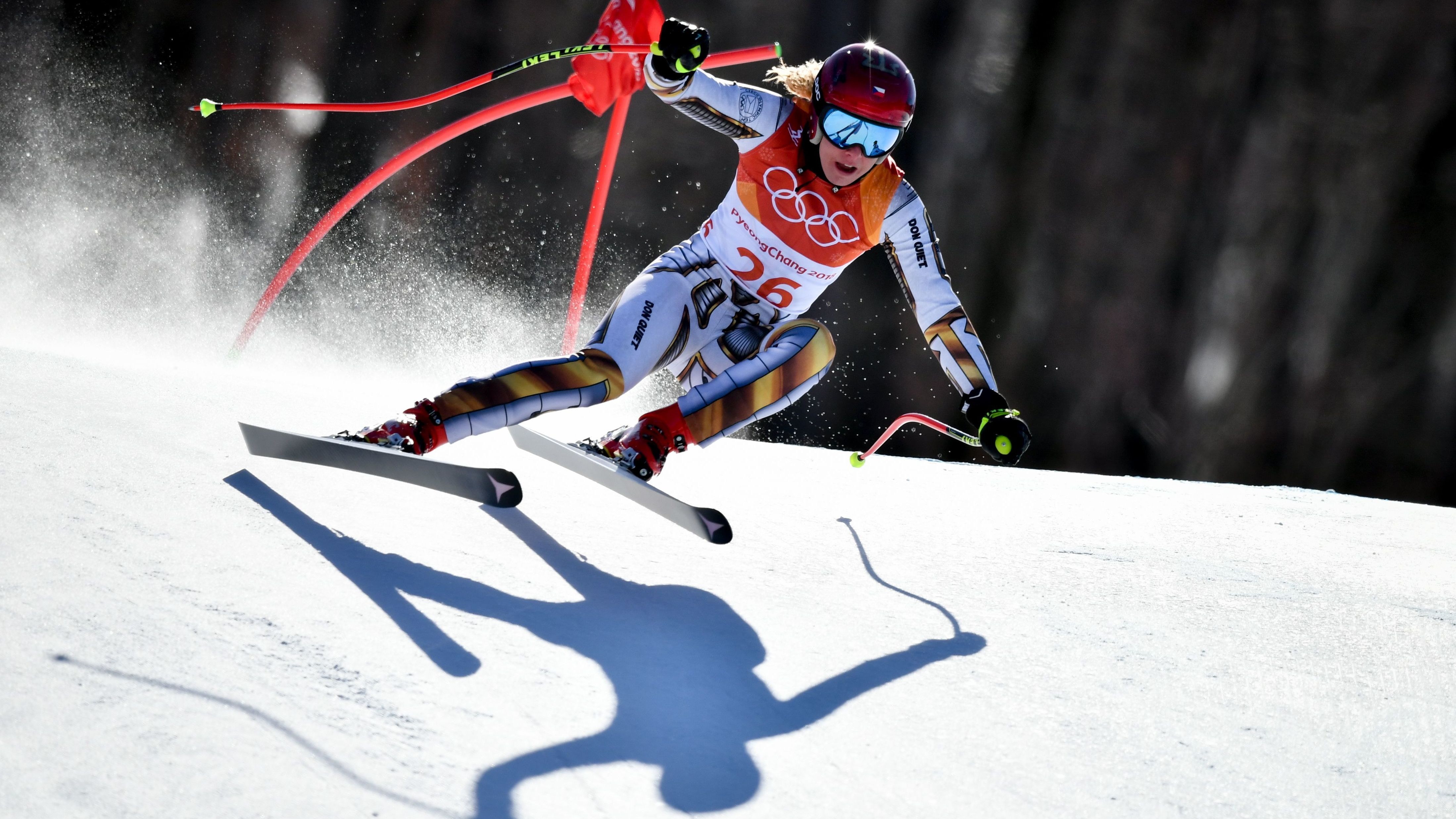 The Czech Republic's Ester Ledecka won the women's Super-G race at the Jeongseon Alpine Center by just 0.01, pulling off an upset at the Pyeongchang 2018 Winter Olympics in South Korea.