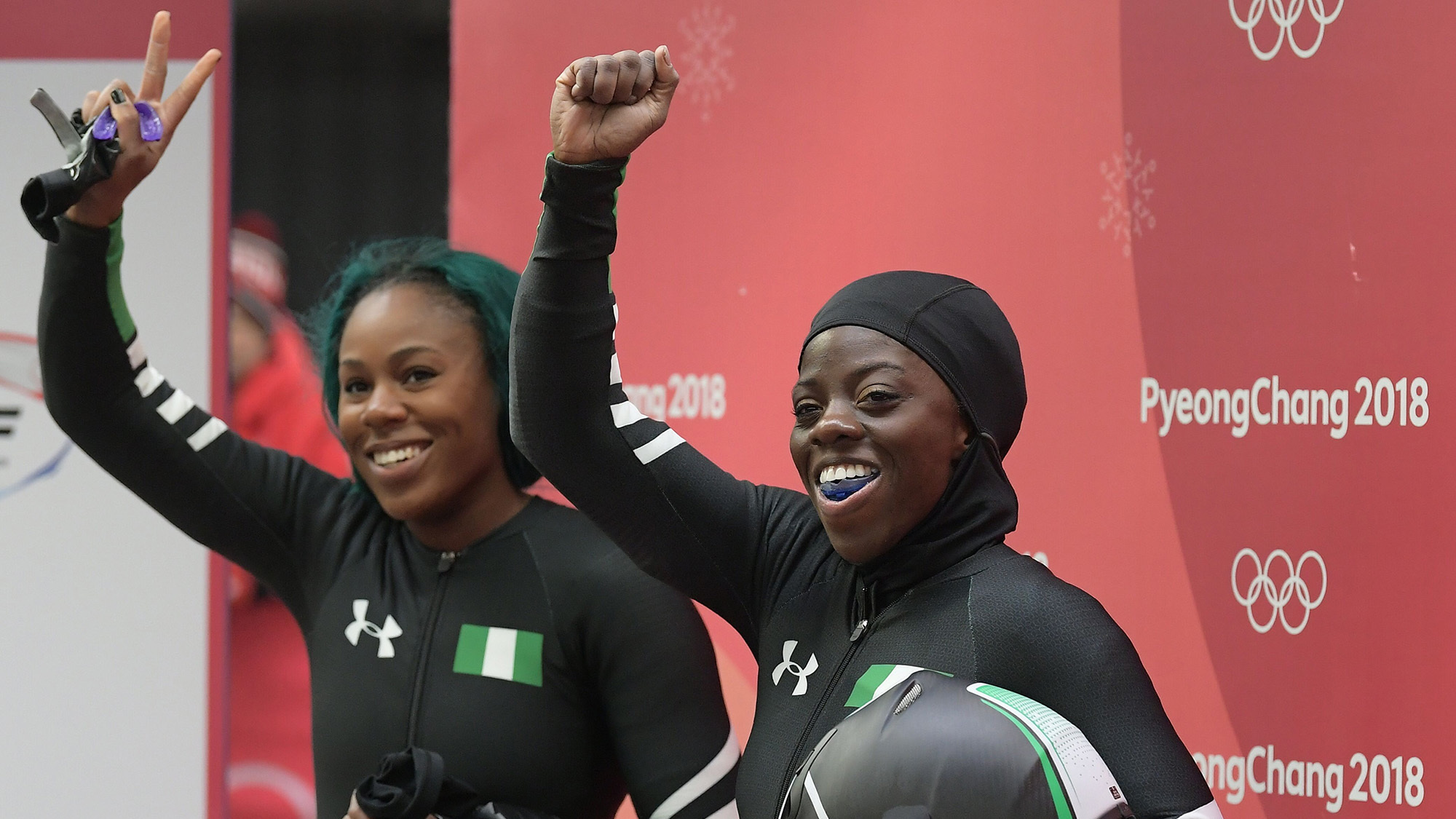 Seun Adigun (right) and Akuoma Omeoga, from the Nigerian women