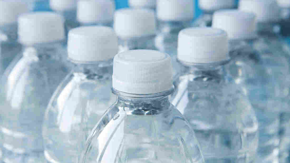 Bottles of mineral water. A recent government report has found that, in rats, BPA is not shown to be dangerous to health.