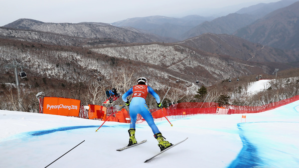 Elvedina Muzaferija of Bosnia and Herzegovina start a run during Alpine Skiing women