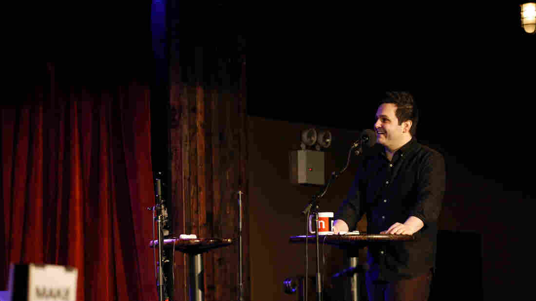 Derek DelGaudio explains the blend of magic and storytelling in his off-Broadway show In & Of Itself on Ask Me Another at the Bell House in Brooklyn, New York.