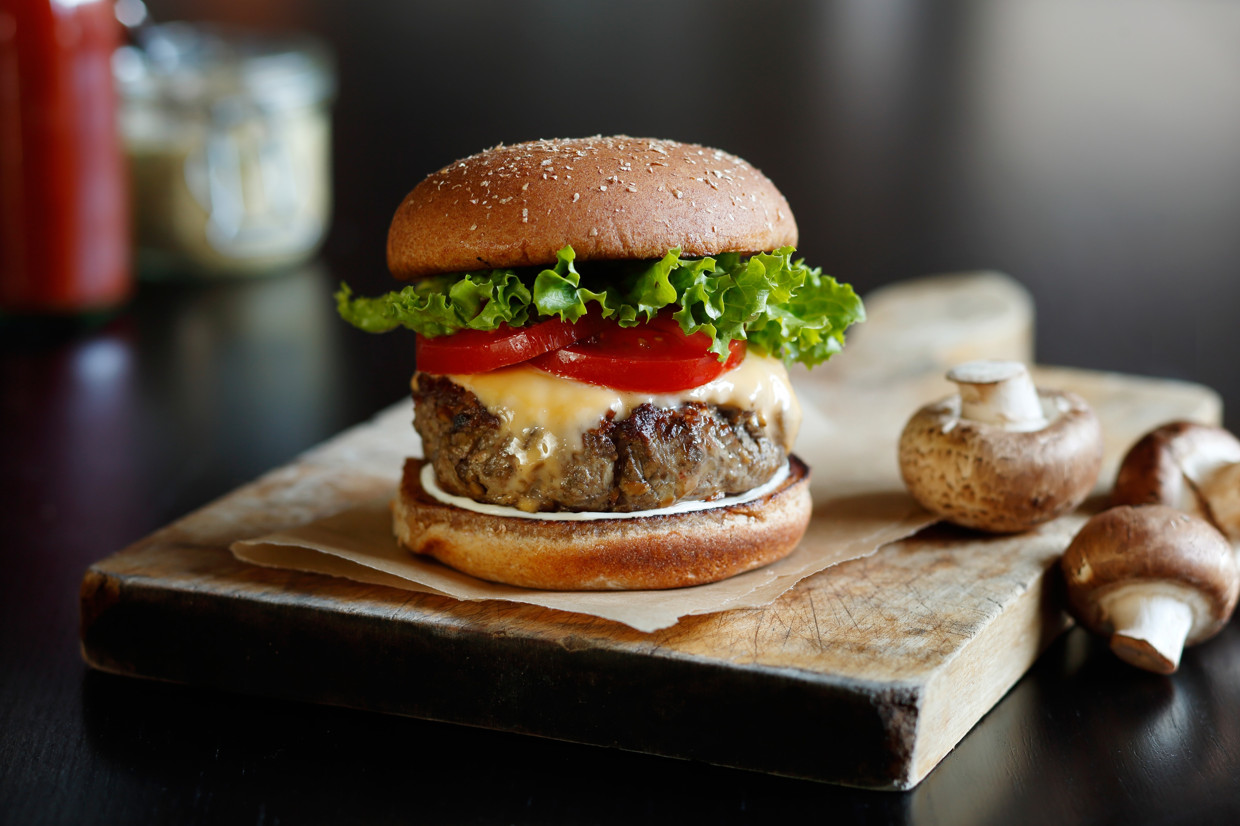 The idea behind the blended beef-mushroom burger is that mixing chopped mushrooms into our burgers boosts the umami taste, adds more moisture and reduces the amount of beef needed. And reducing the need for beef has a big impact on the environment. (The Mushroom Council)
