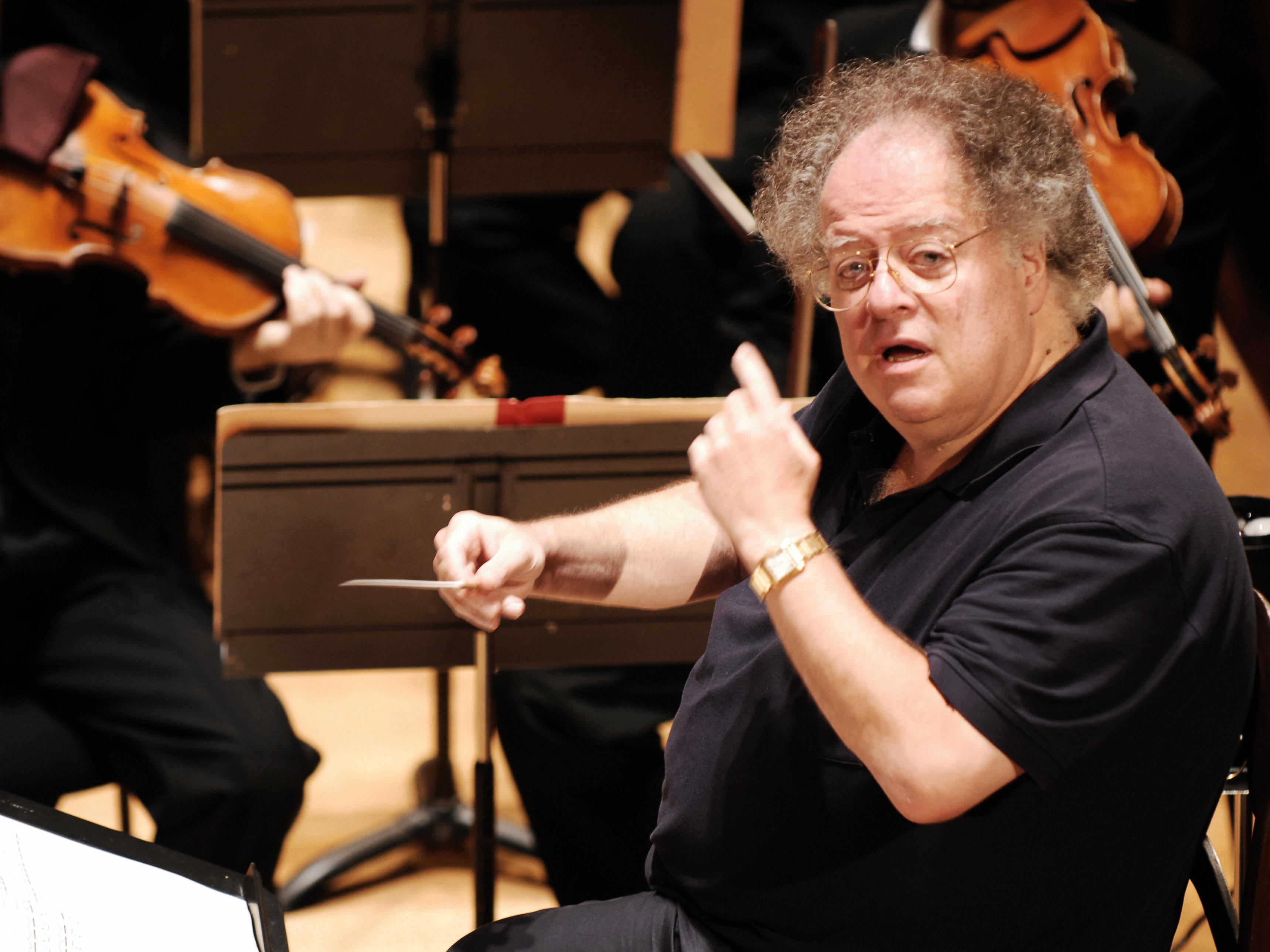 Conductor James Levine, rehearsing with the Boston Symphony Orchestra in Paris in September 2007. (AFP/Getty Images)