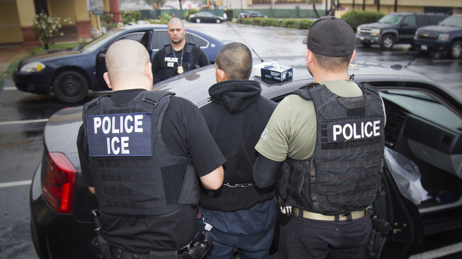 Foreign nationals are arrested during a targeted enforcement operation conducted by U.S. Immigration and Customs Enforcement aimed at immigration fugitives, re-entrants and at-large criminal aliens in Los Angeles on Feb. 7, 2017. (Charles Reed/AP)