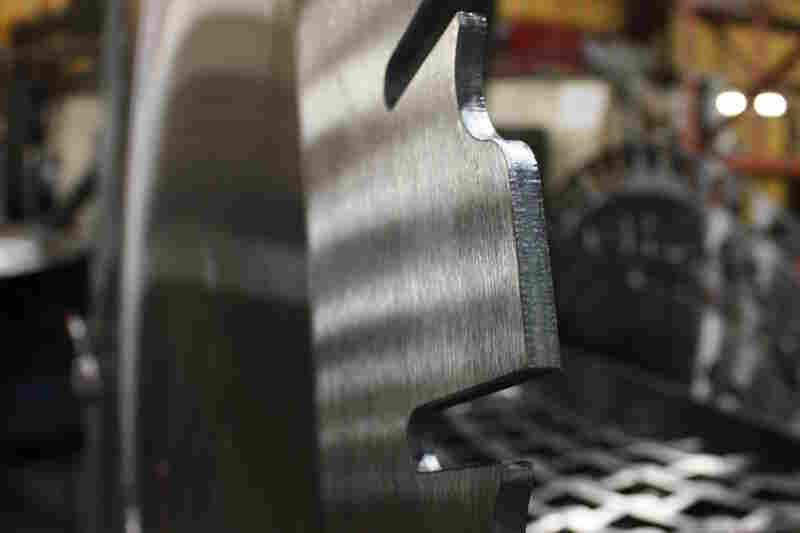 The finished edge of a blade produced by Simonds International in Big Rapids, Mich. The blades require steel not available from U.S. mills.
