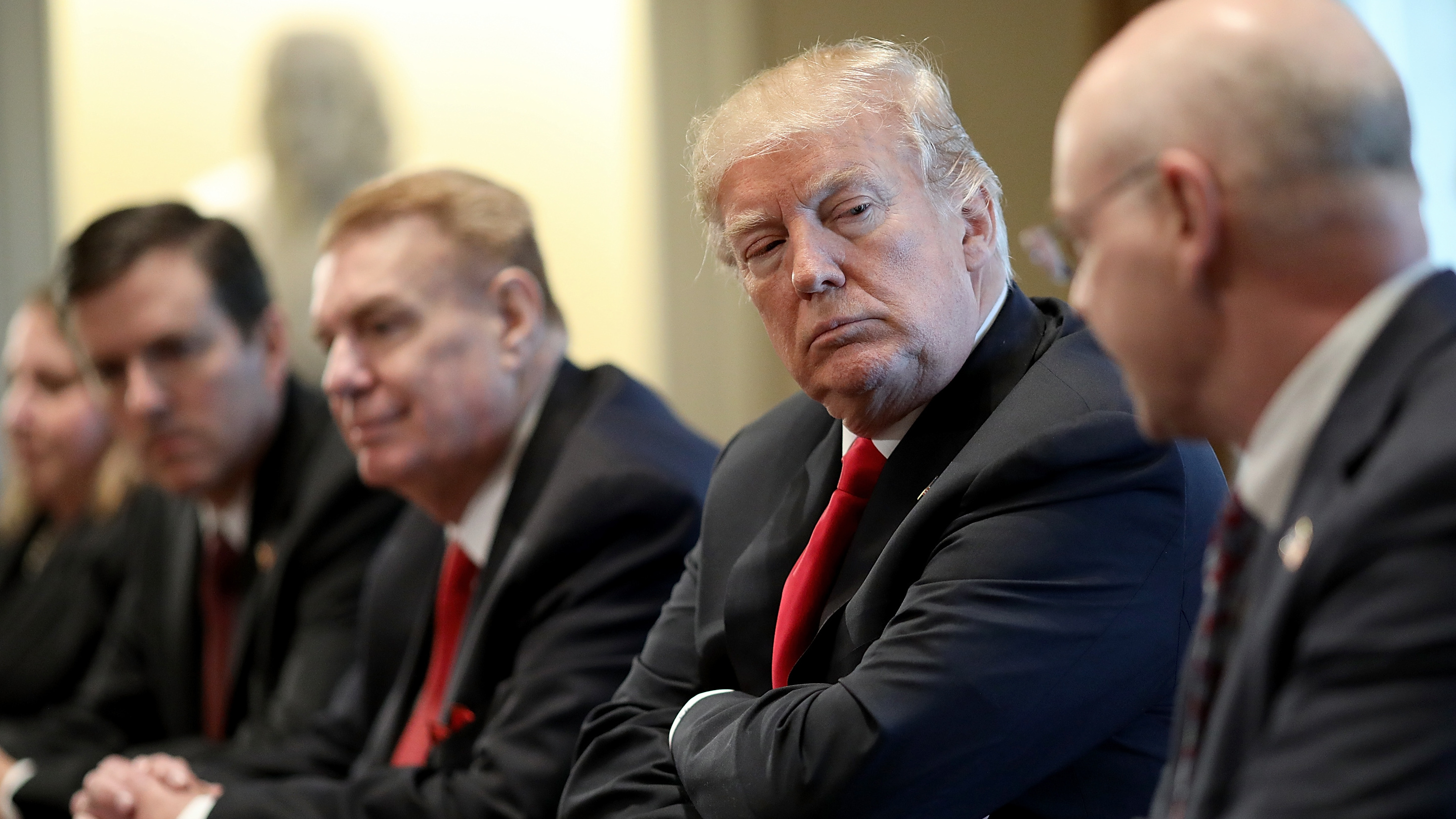 President Trump meets with leaders of the steel and aluminum industries at the White House last week. (Getty Images)