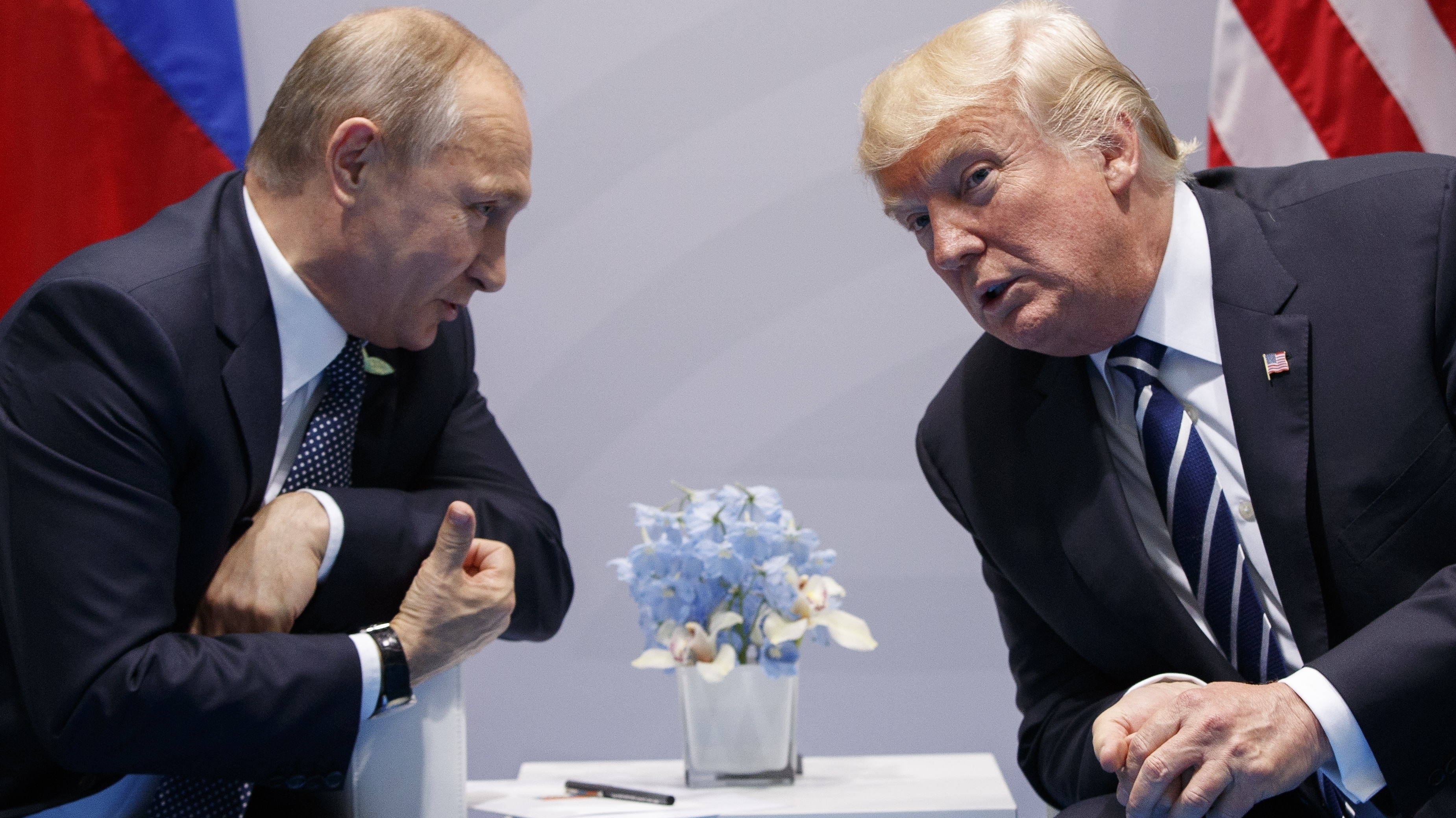 President Trump meets with Russian President Vladimir Putin at the G-20 Summit in Hamburg, Germany, last July. (AP)
