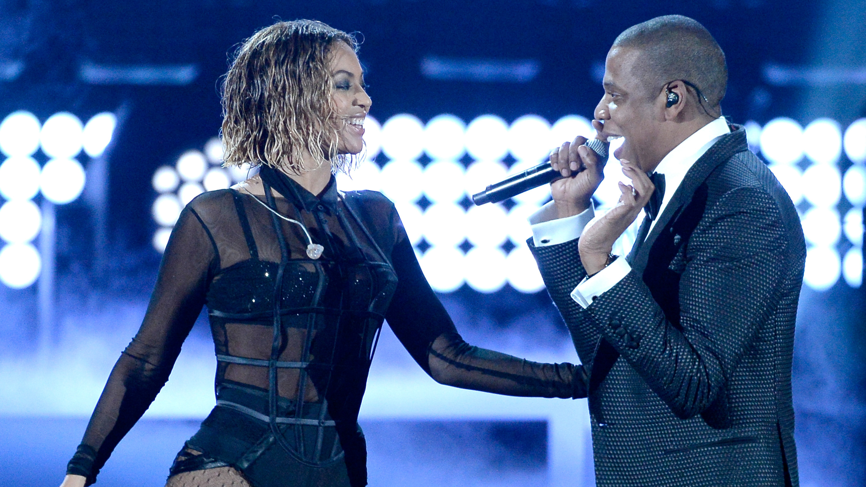 Beyonce and Jay Z perform at the Grammy Awards in January 2014. (Getty Images)