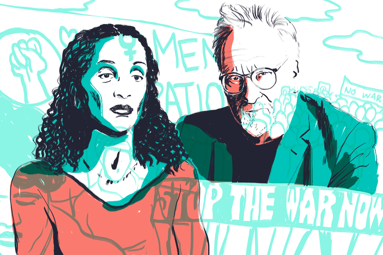 Activists Denise Oliver-Velez and Mark D. Naison give advice to the new generation of student activists. (LA Johnson/NPR)