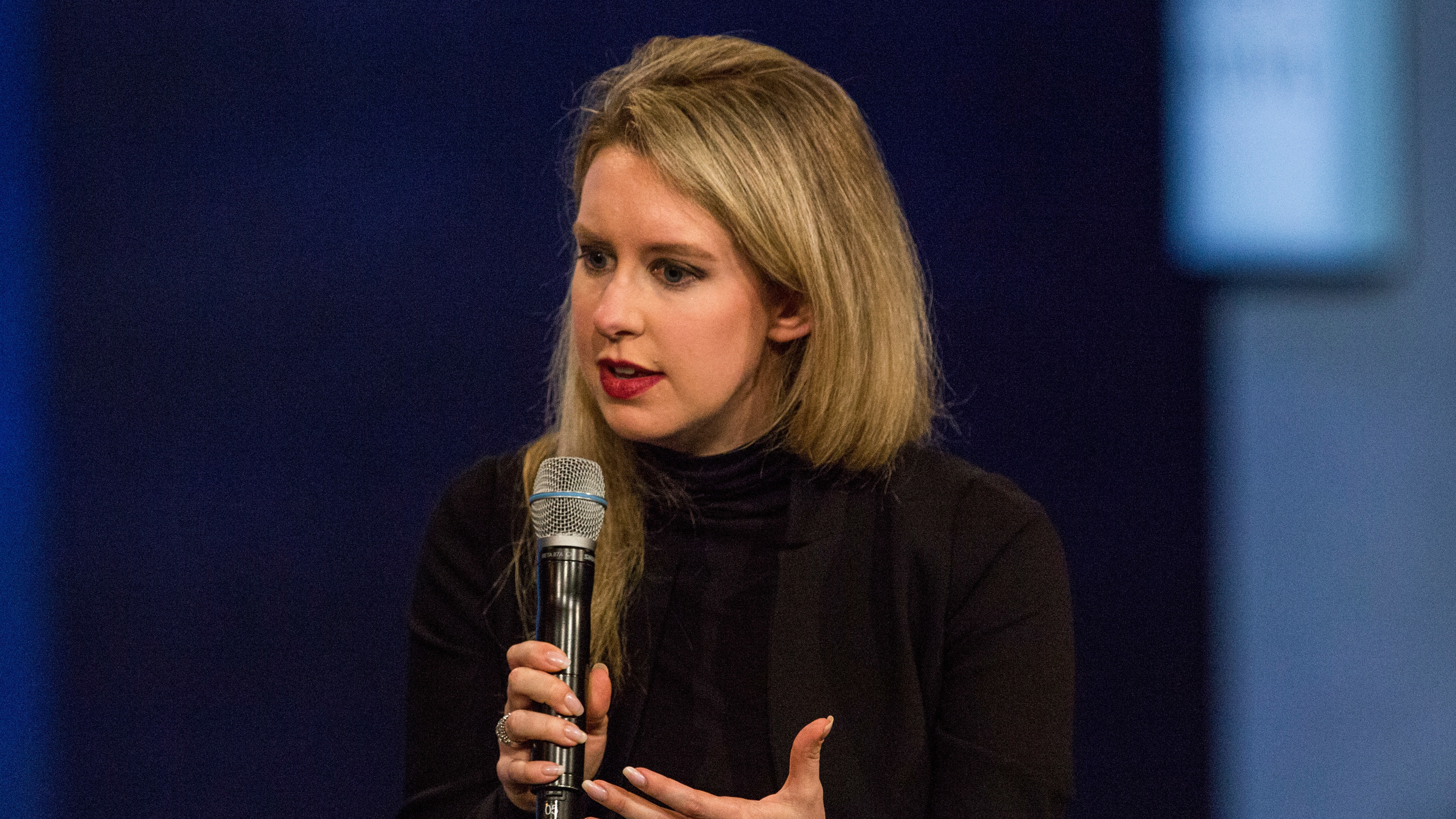 Elizabeth Holmes, founder and CEO of Theranos, speaks at the Clinton Global Initiative's closing session in 2015 in New York City. The SEC says Holmes and Theranos made exaggerated and false claims. (Getty Images)