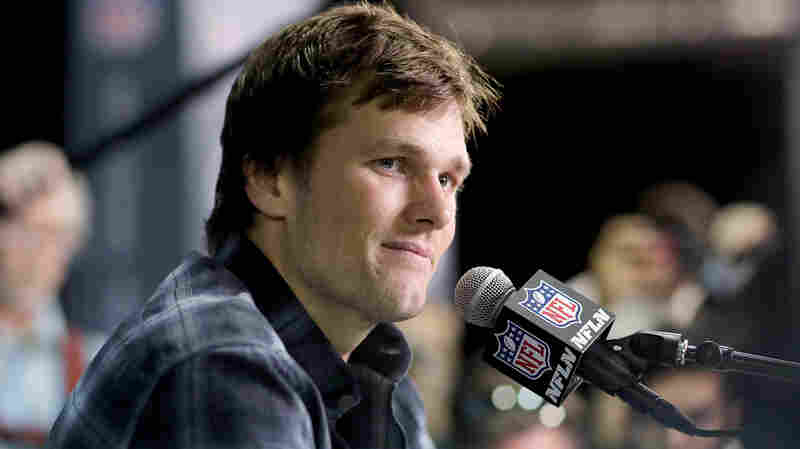 Tom Brady of the New England Patriots speaks to the press before Super Bowl LII in 2018.