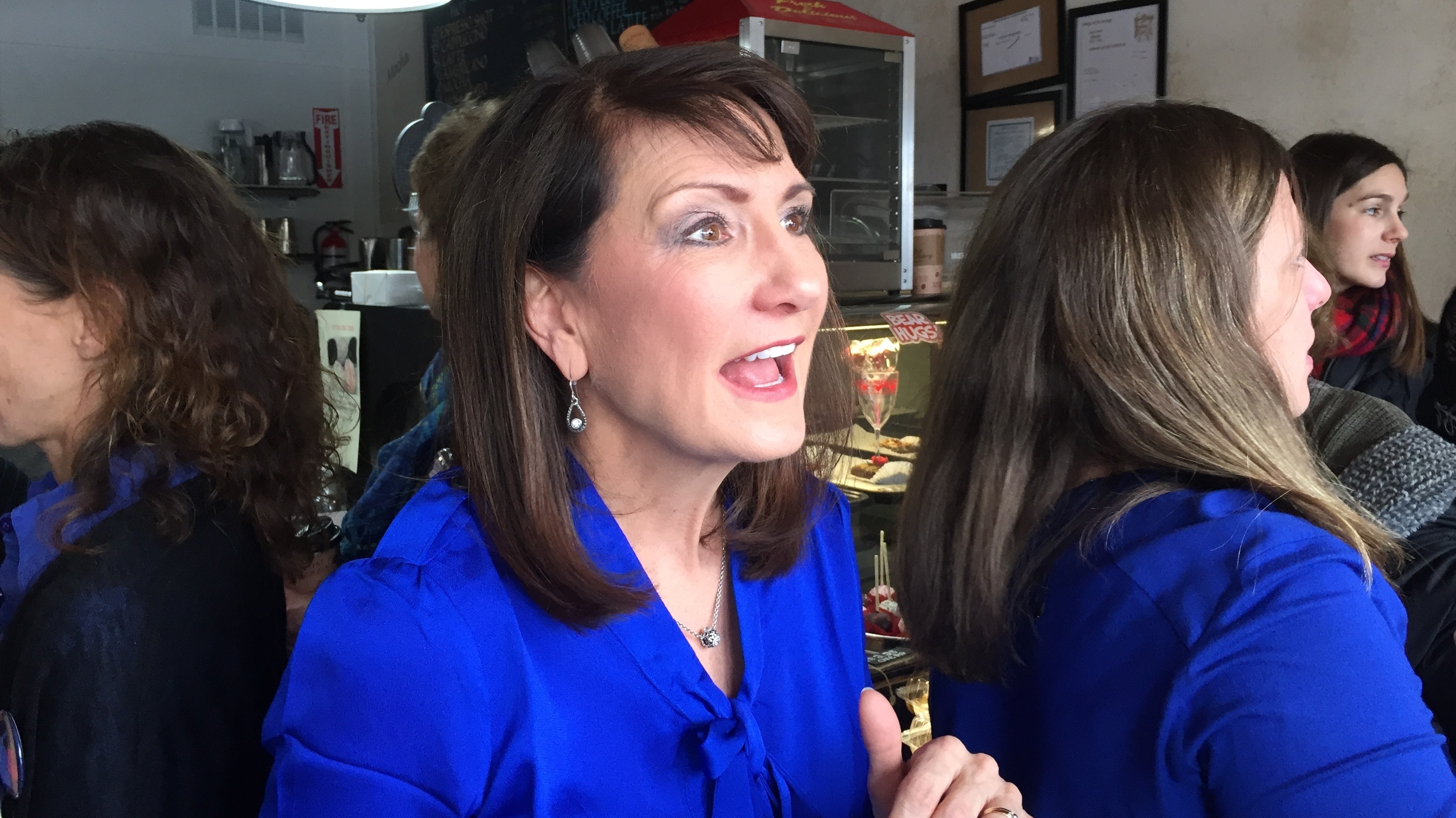 Democrat Marie Newman speaks with supporters at a campaign event in La Grange, Ill. (Sara Burnett/AP)