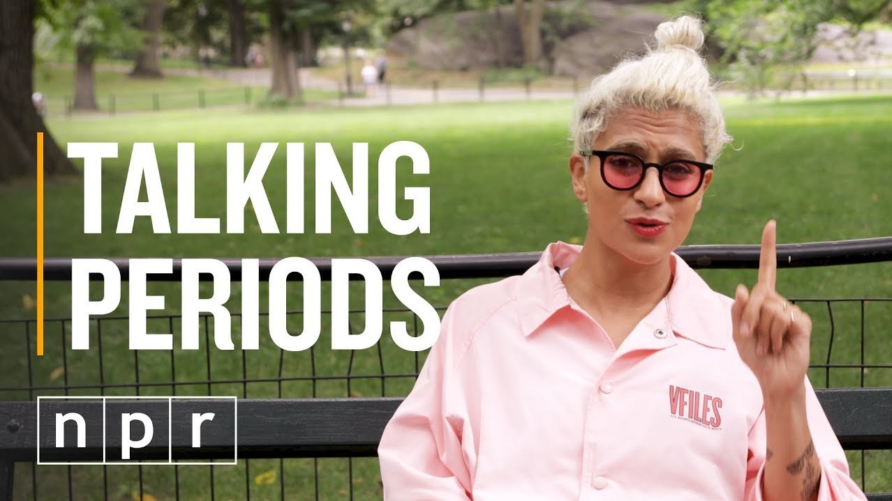 Madame Gandhi talks about menstruation on a park bench in New York City. (NPR)