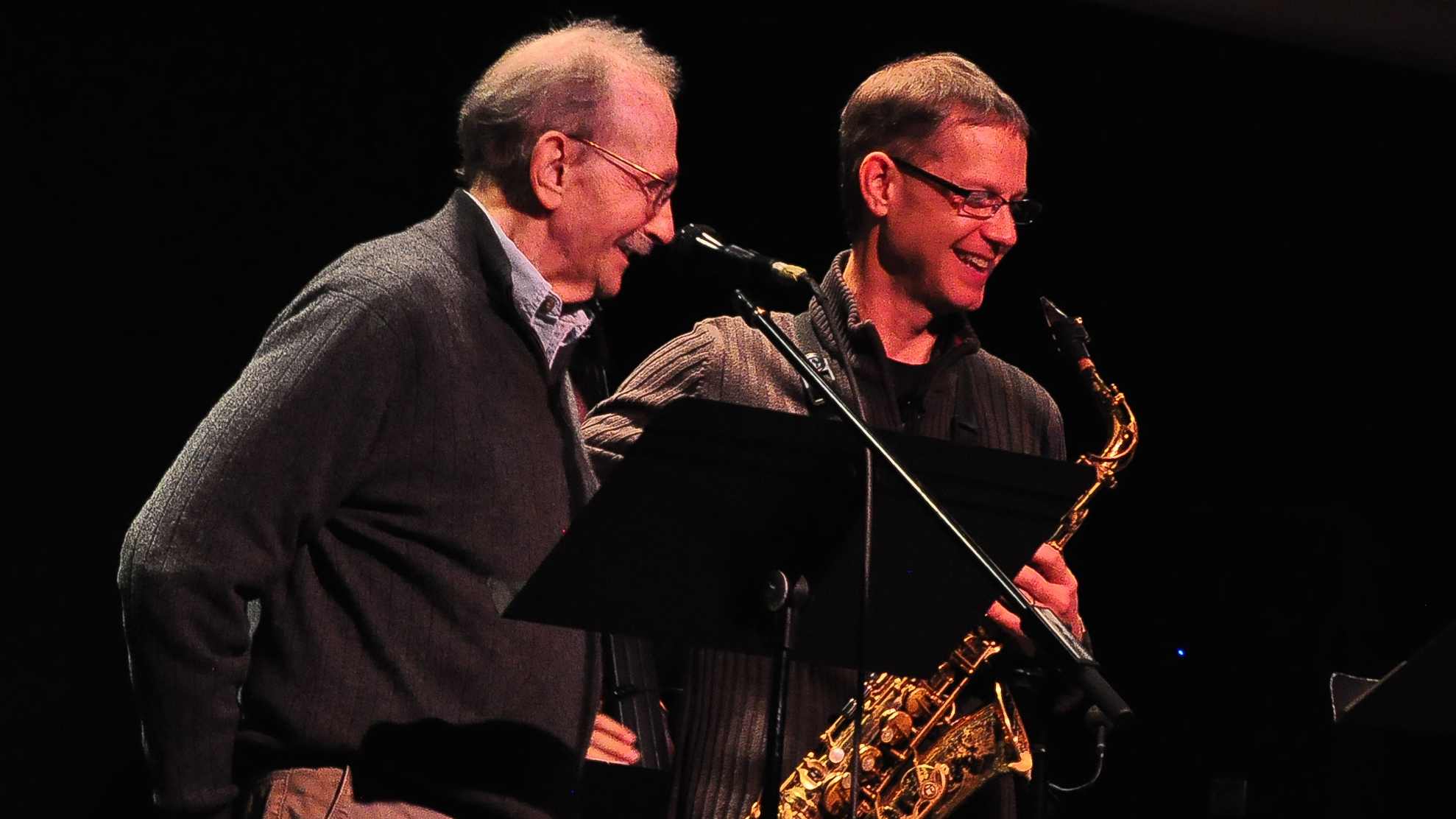 Poet Philip Levine (left) and saxophonist Benjamin Boone were both teaching at California State University, Fresno when they began working together on what would become The Poetry Of Jazz.